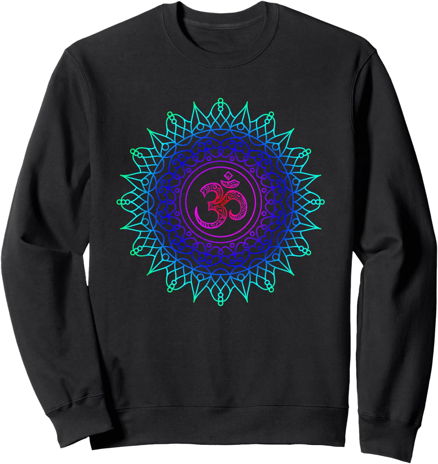 Om Mandala Rainbow | Spiritual New Age Buddhist Yoga T Shirt Sweatshirt - Sweatshirt | Black