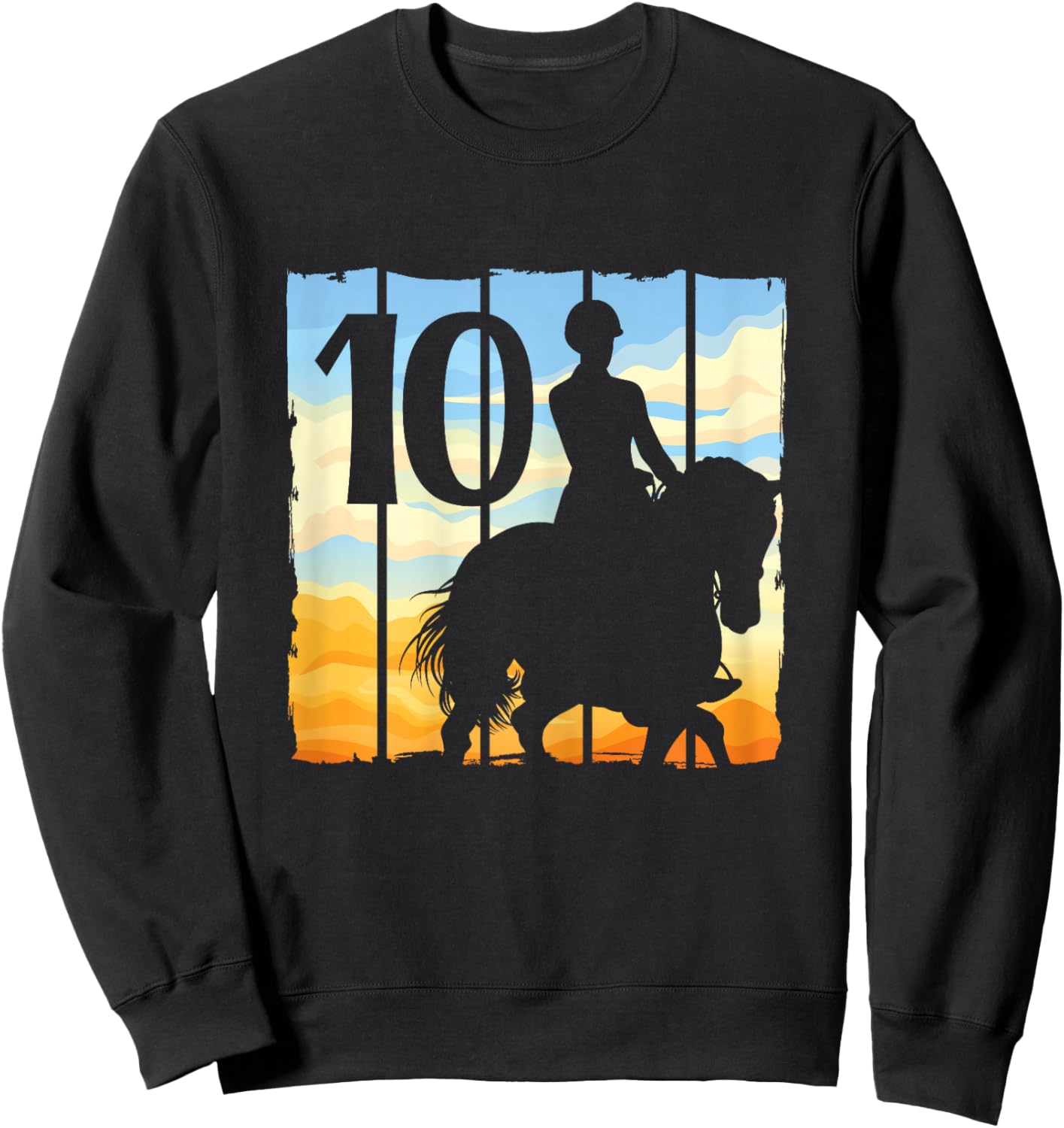 10th Birthday Horse Rider Horse Lover 10 Years Old Girl Sweatshirt - Sweatshirt | Black
