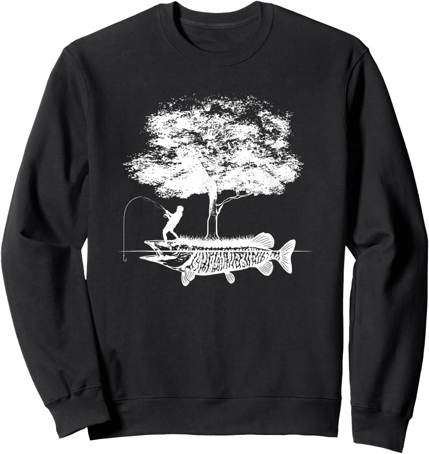 Musky Fish Artistic Boys Love Muskie Fishing Gift Sweatshirt - Sweatshirt | Black