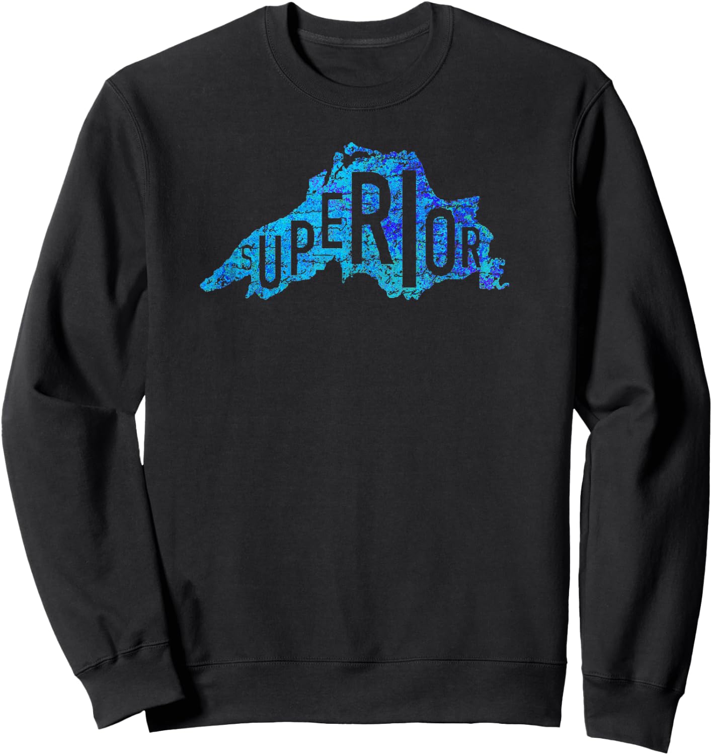 Distressed Great Lakes Lake Superior Sweatshirt - Sweatshirt | Black