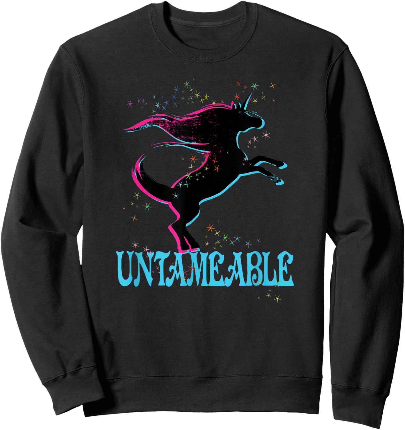 Retro Unicorn Untameable Shirt 80's Free Freedom Wild Spirit Sweatshirt - Sweatshirt | Black