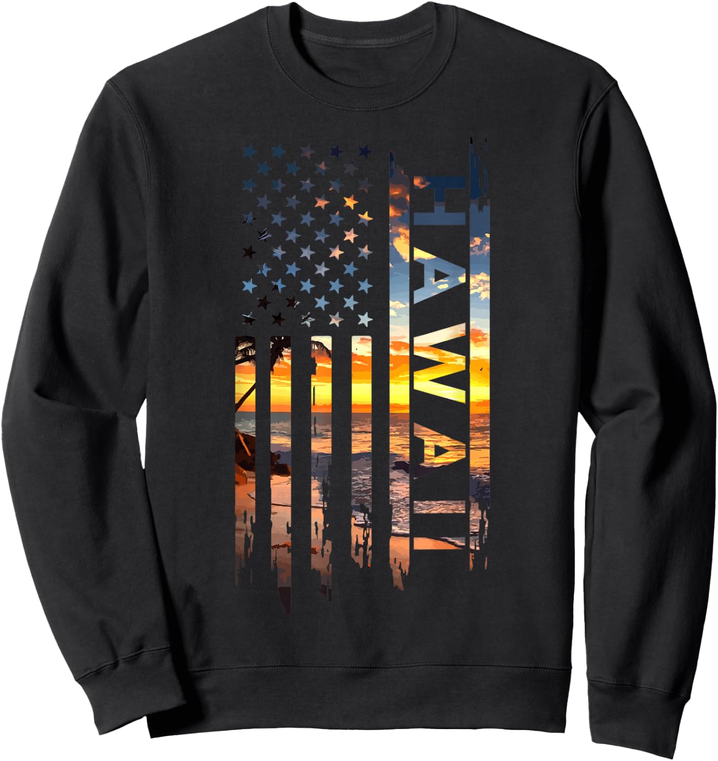 Hawaii American Flag Patriotic Hawaiian Pride USA Souvenir Sweatshirt - Sweatshirt | Black