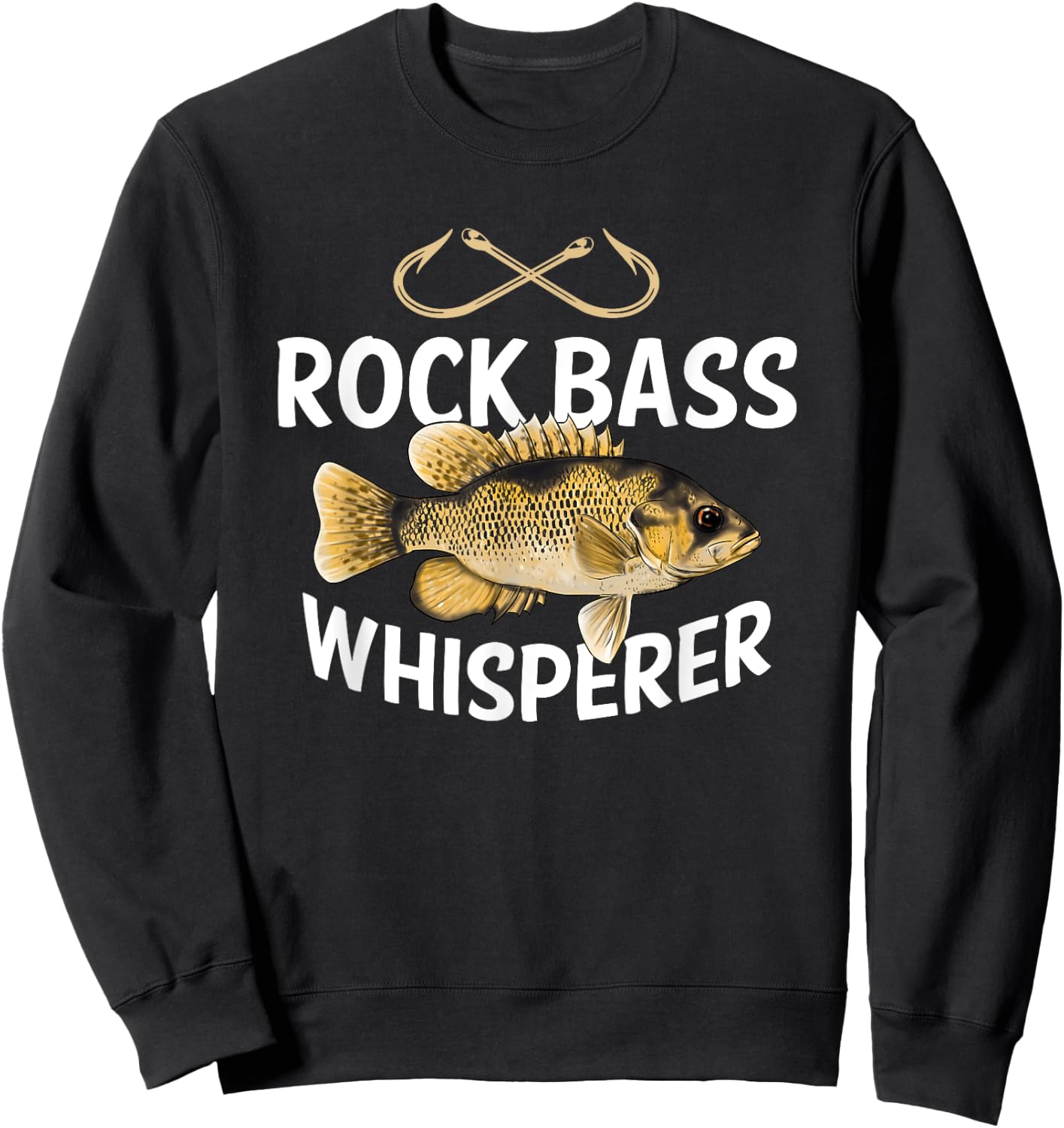 Funny Rock Bass Fishing Freshwater Fish Graphic Sweatshirt - Sweatshirt | Black