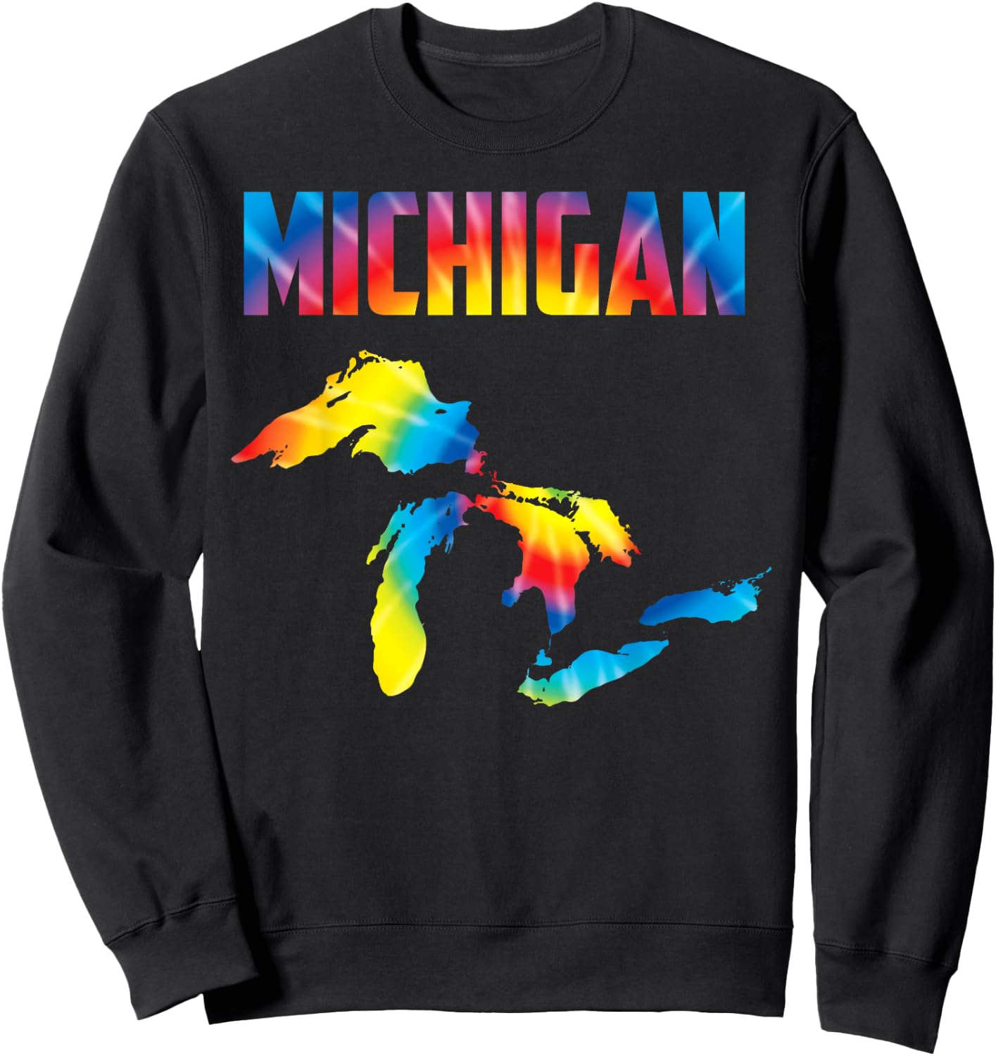 The Great Lakes Largest Water Retro Color Michigan MI Pride Sweatshirt - Sweatshirt | Black