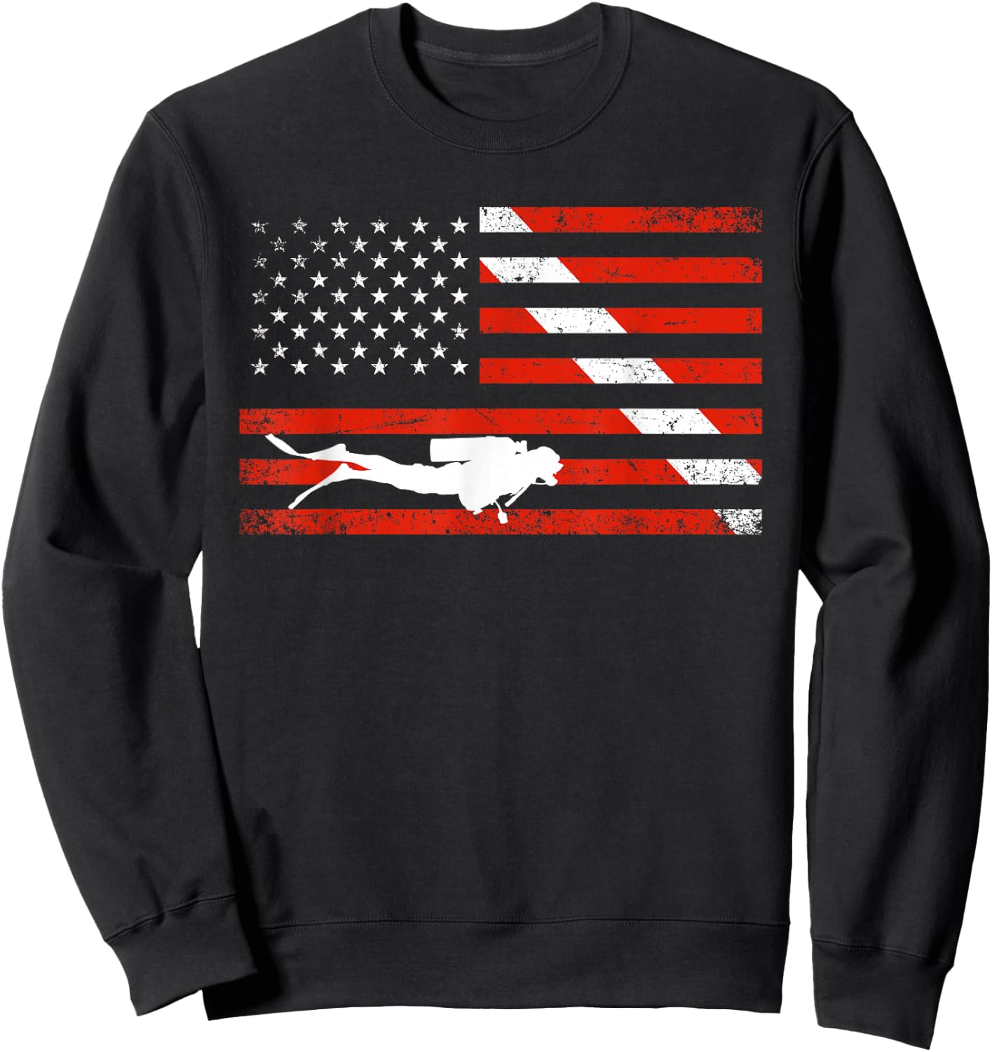 Diver Down Dive Flag Scuba Diving American Flag Sweatshirt - Sweatshirt | Black