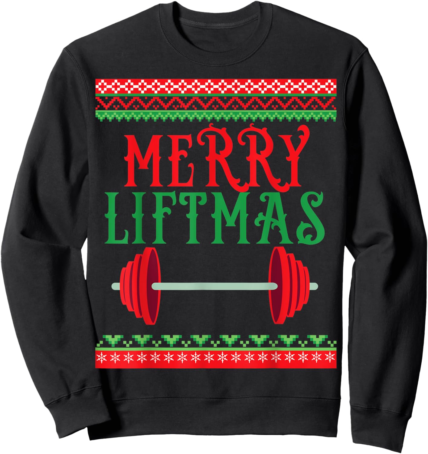 Awesome Merry Liftmas Weightlifting Christmas Sweatshirt - Sweatshirt | Black