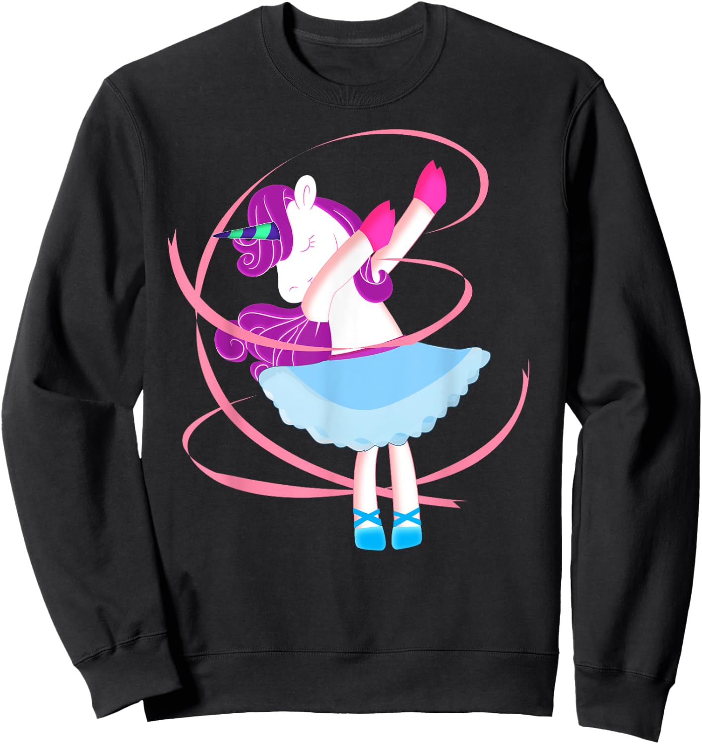 Dabbing Unicorn Shirt - Funny Unicorn Ballerina Dab Sweatshirt - Sweatshirt | Black