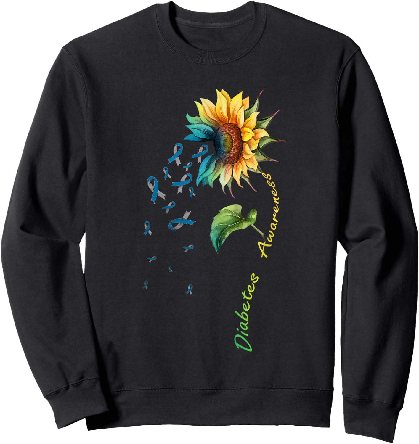 Diabetes Sunflower Shirt Type 1 Type 2 Sweatshirt - Sweatshirt | Black