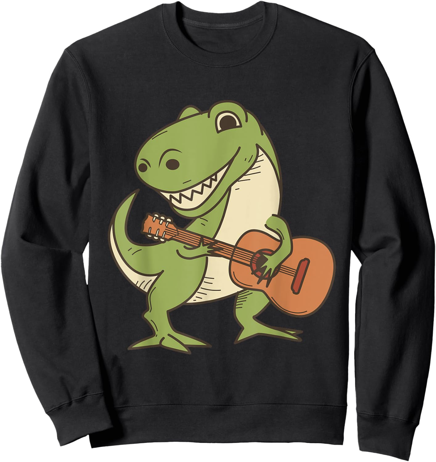 Dinosaur Playing Guitar Shirt | Cool Dino Music Lover Gift Sweatshirt - Sweatshirt | Black