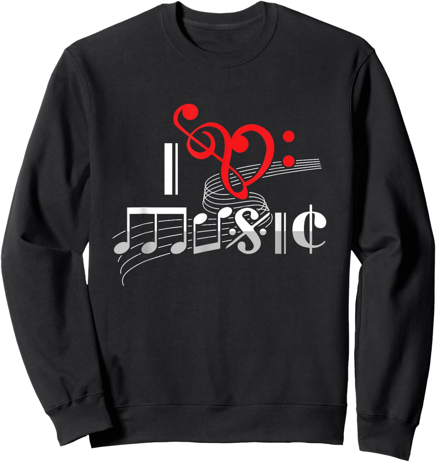 Music Lover Musician Instrumentalist I Love Music Sweatshirt - Sweatshirt | Black