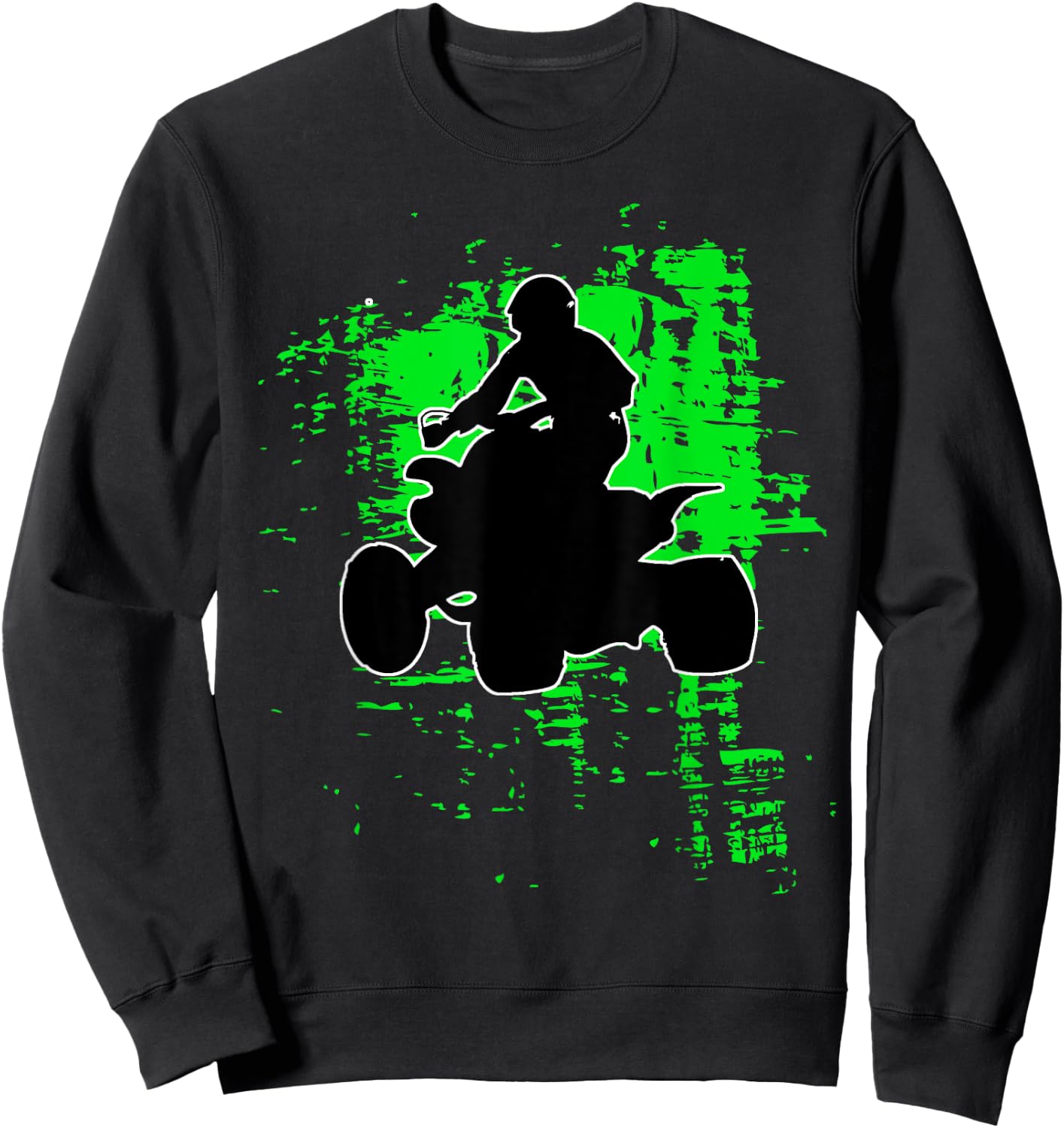 Green Splatter Quad Bike ATV Shirt Four Wheeler Brap T Shirt Sweatshirt - Sweatshirt | Black