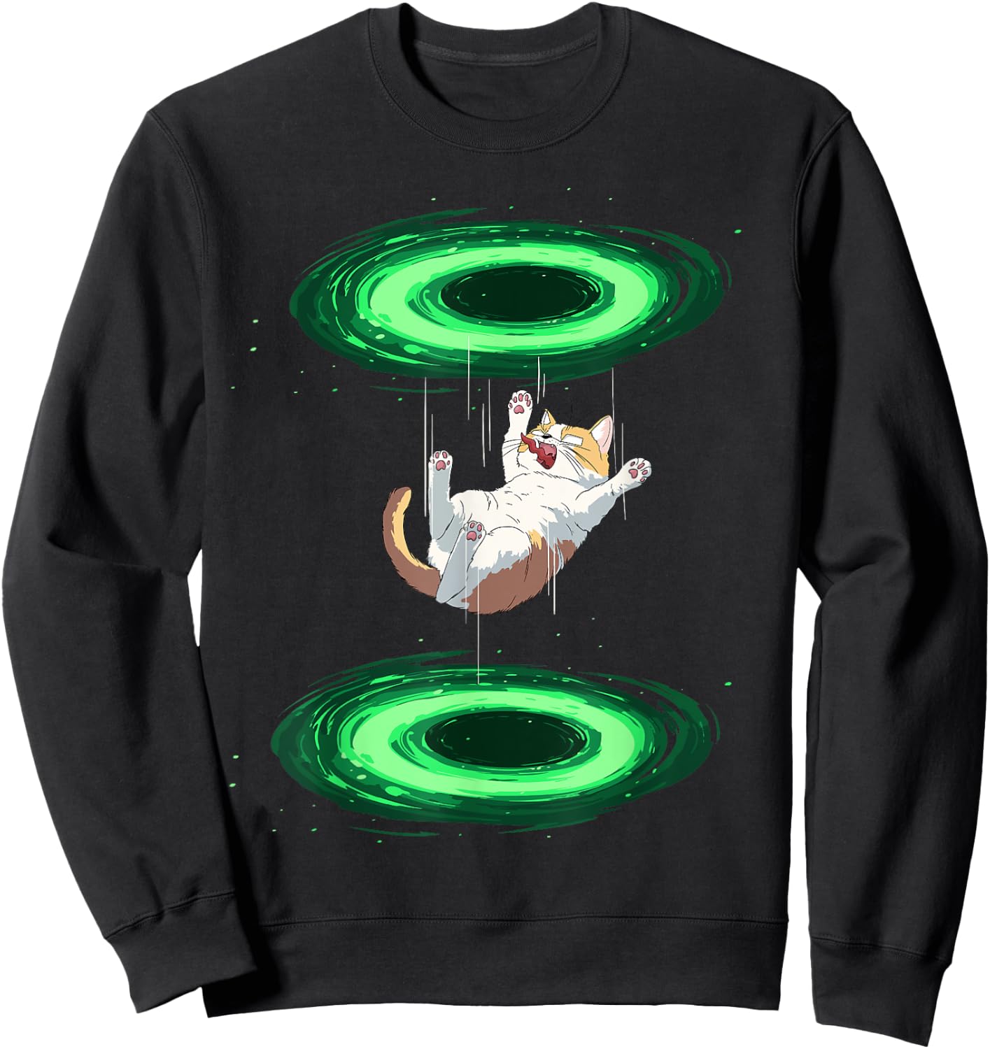 Funny Cat falls through Portal for Kitten and Cats Lovers Sweatshirt - Sweatshirt | Black