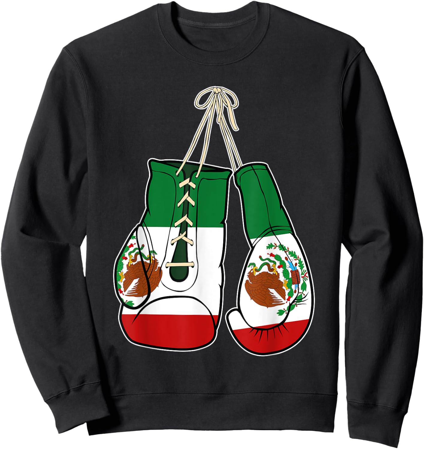 Boxing Gloves Mexico Flag Kickboxer Combat Fighter Sweatshirt - Sweatshirt | Black