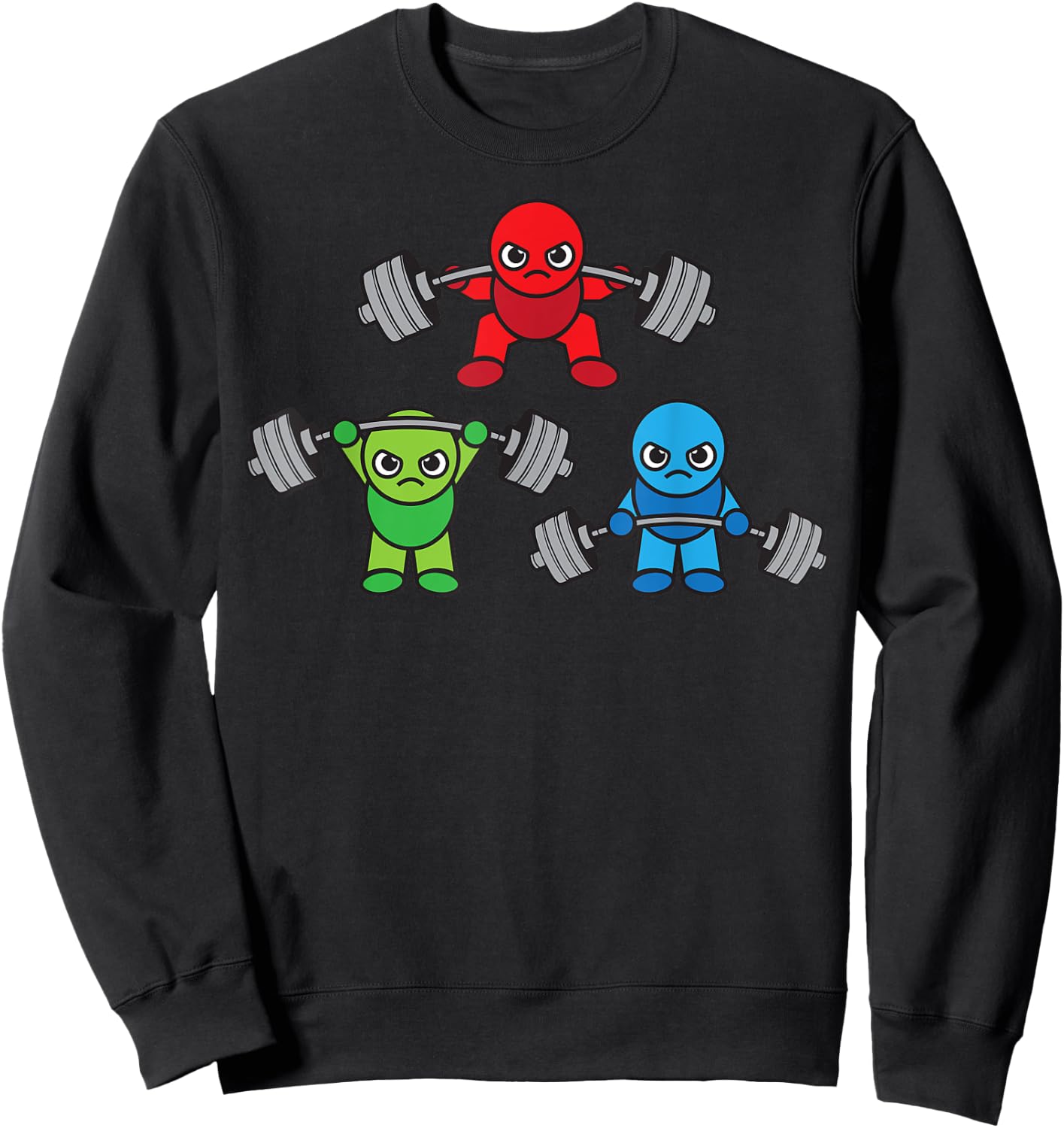 Weightlifting Cartoon Characters Gym Sweatshirt - Sweatshirt | Black