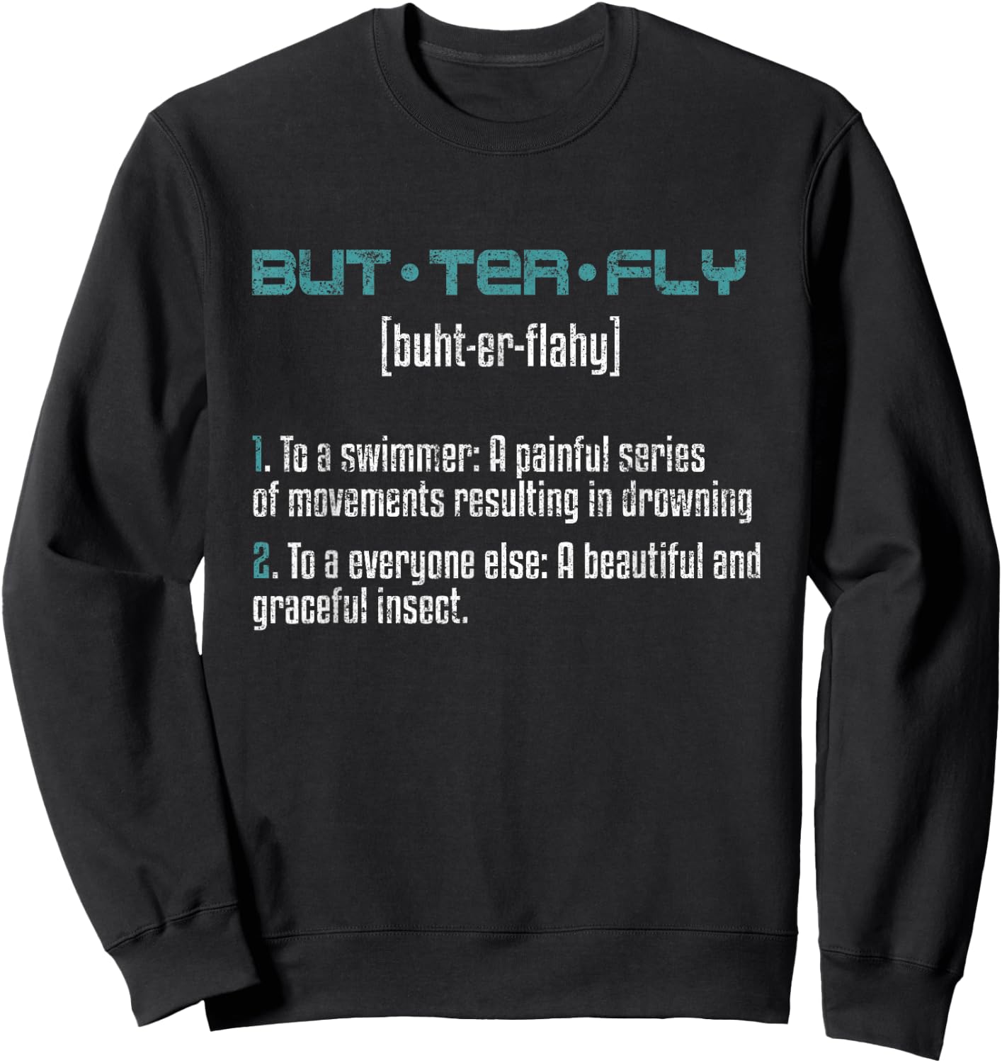 Butterfly Definition Butterfly Stroke Vintage Swimmer Sweatshirt - Sweatshirt | Black