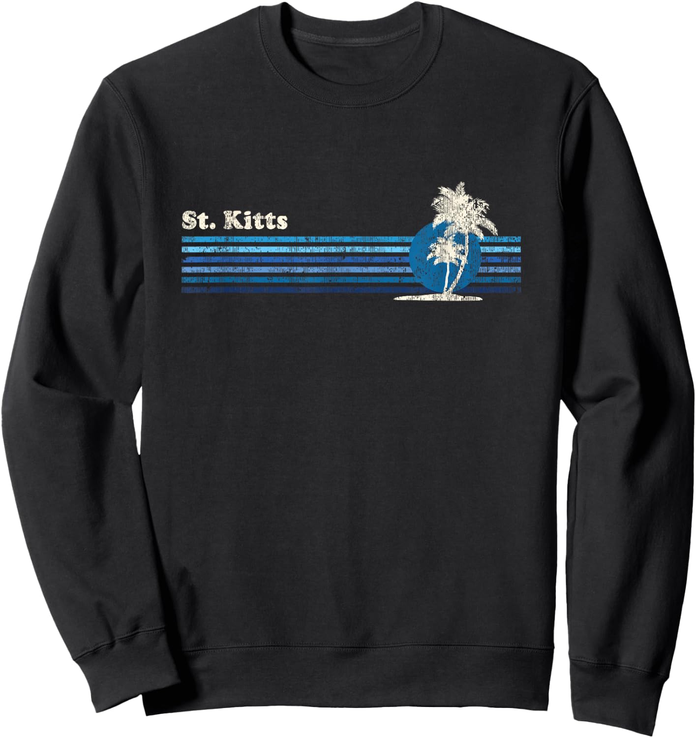 St. Kitts Vintage 80s Palm Trees Sunset Sweatshirt - Sweatshirt | Black
