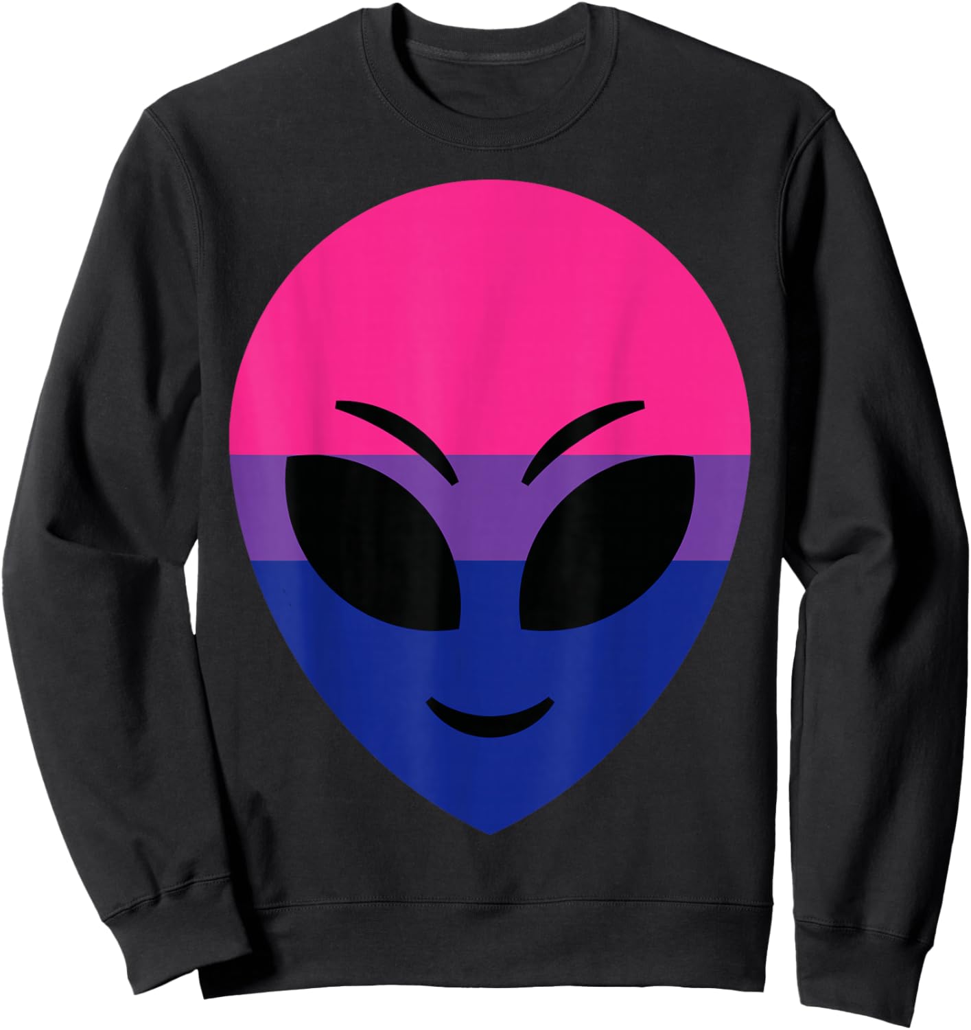 Funny Happy Alien Bisexual Pride Flag Sweatshirt - Sweatshirt | Black
