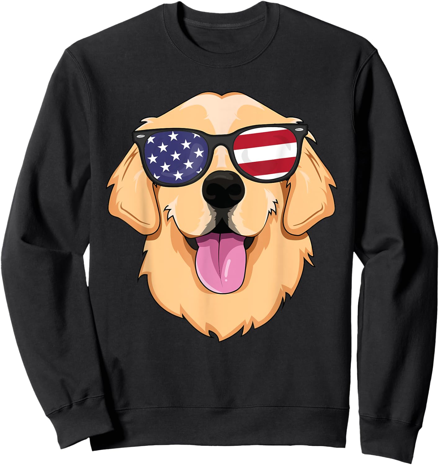 American Golden Retriever USA Dog Sunglasses Merica Lover Women Kids Sweatshirt - Sweatshirt | Black