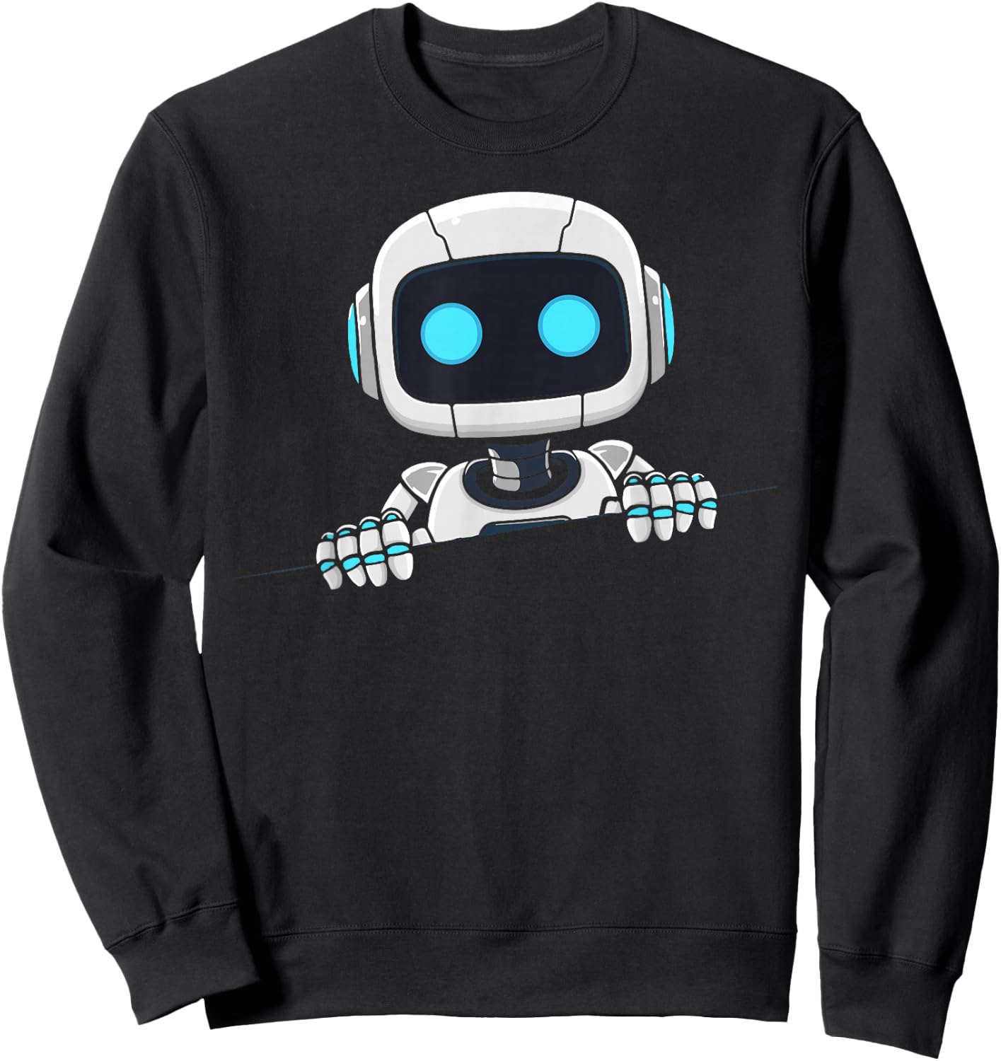 Cute robot face looks from torn fabric AI robot kids Sweatshirt - Sweatshirt | Black