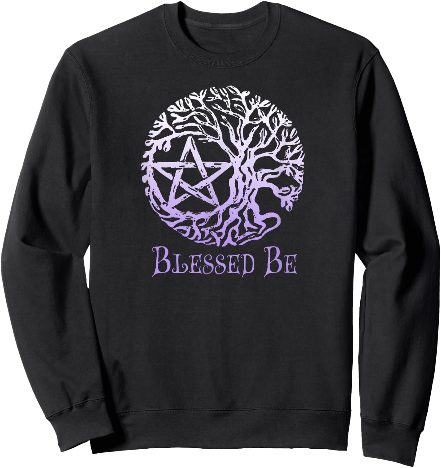 Wiccan and Pagan , Tree of Life Pentacle, Blessed Be Sweatshirt - Sweatshirt | Black