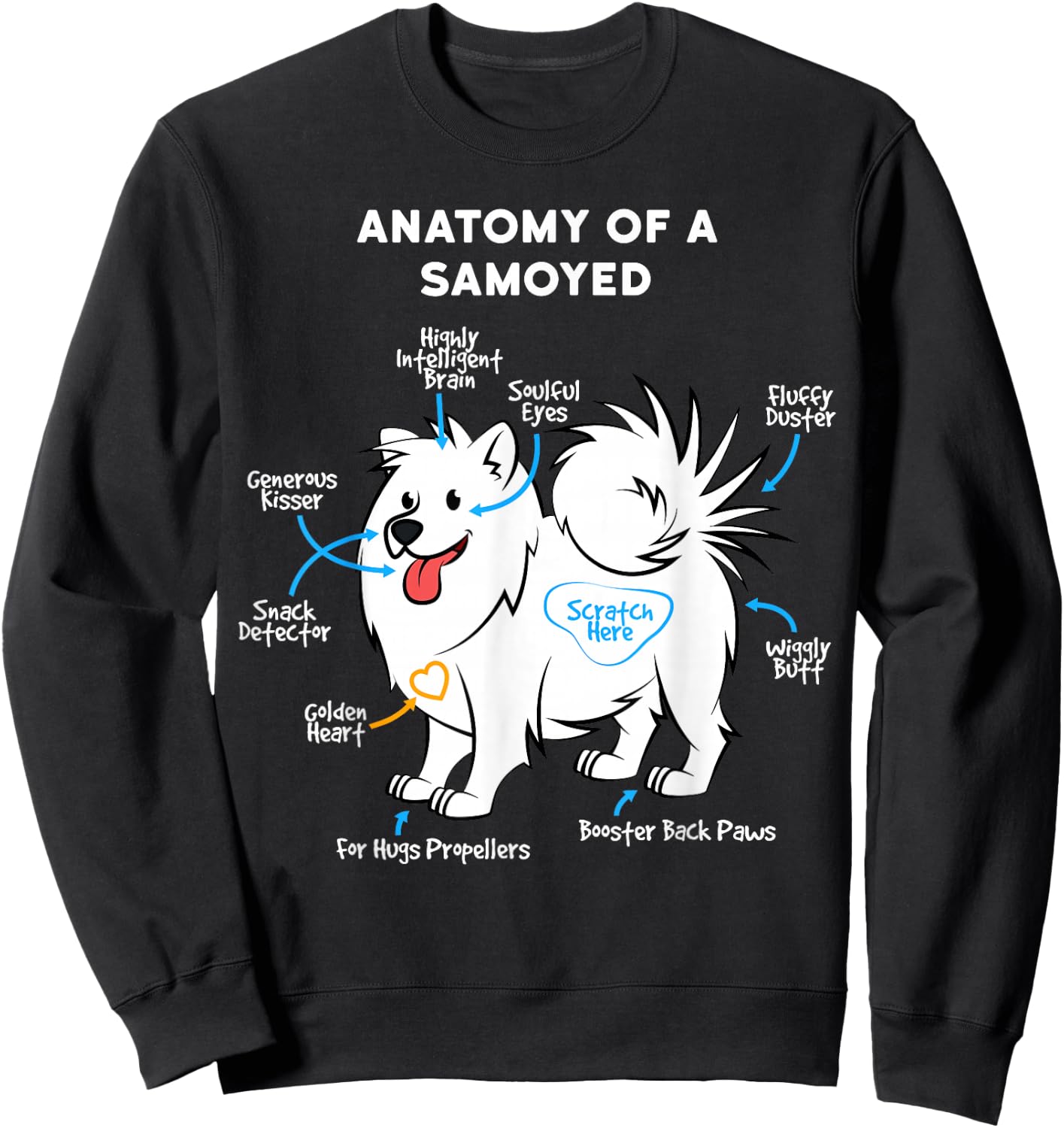Anatomy of A Samoyed Funny Dog Master Mistress Sweatshirt - Sweatshirt | Black