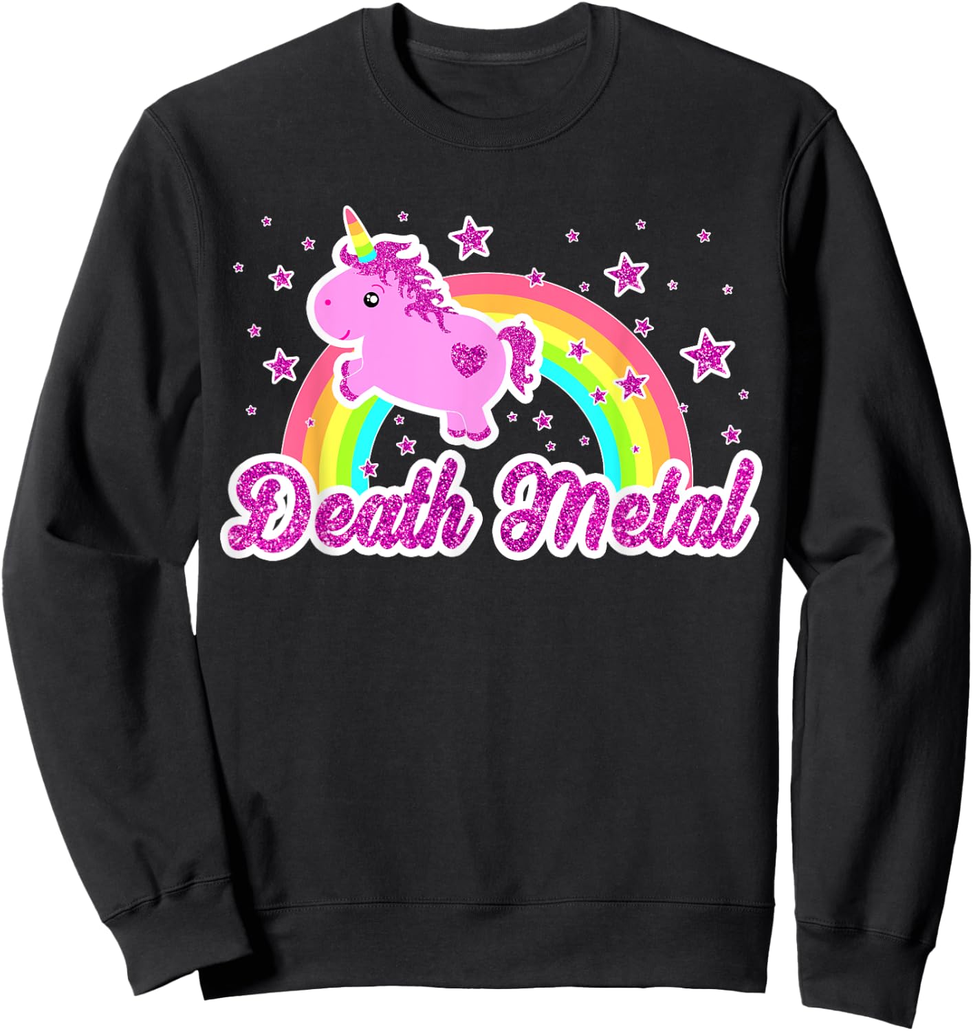 Death Metal Music Funny Ironic Cool Unicorn Festival Sweatshirt - Sweatshirt | Black