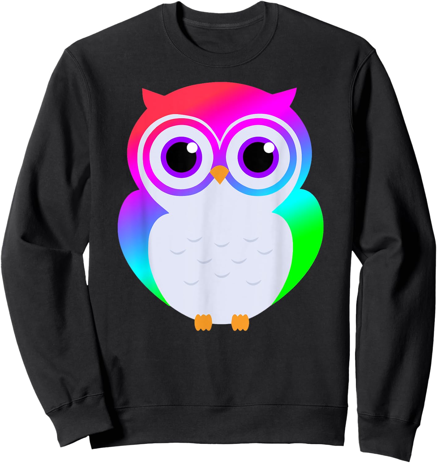 Electric Neon Rainbow Owl Rave Fashion Sweatshirt - Sweatshirt | Black
