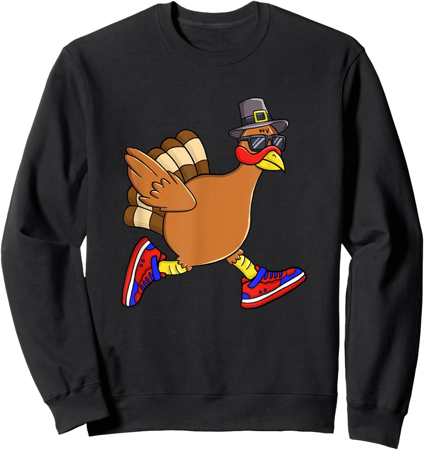 Turkey Trot Funny Thanksgiving Day Running 5K Pilgrim Gift Sweatshirt - Sweatshirt | Black