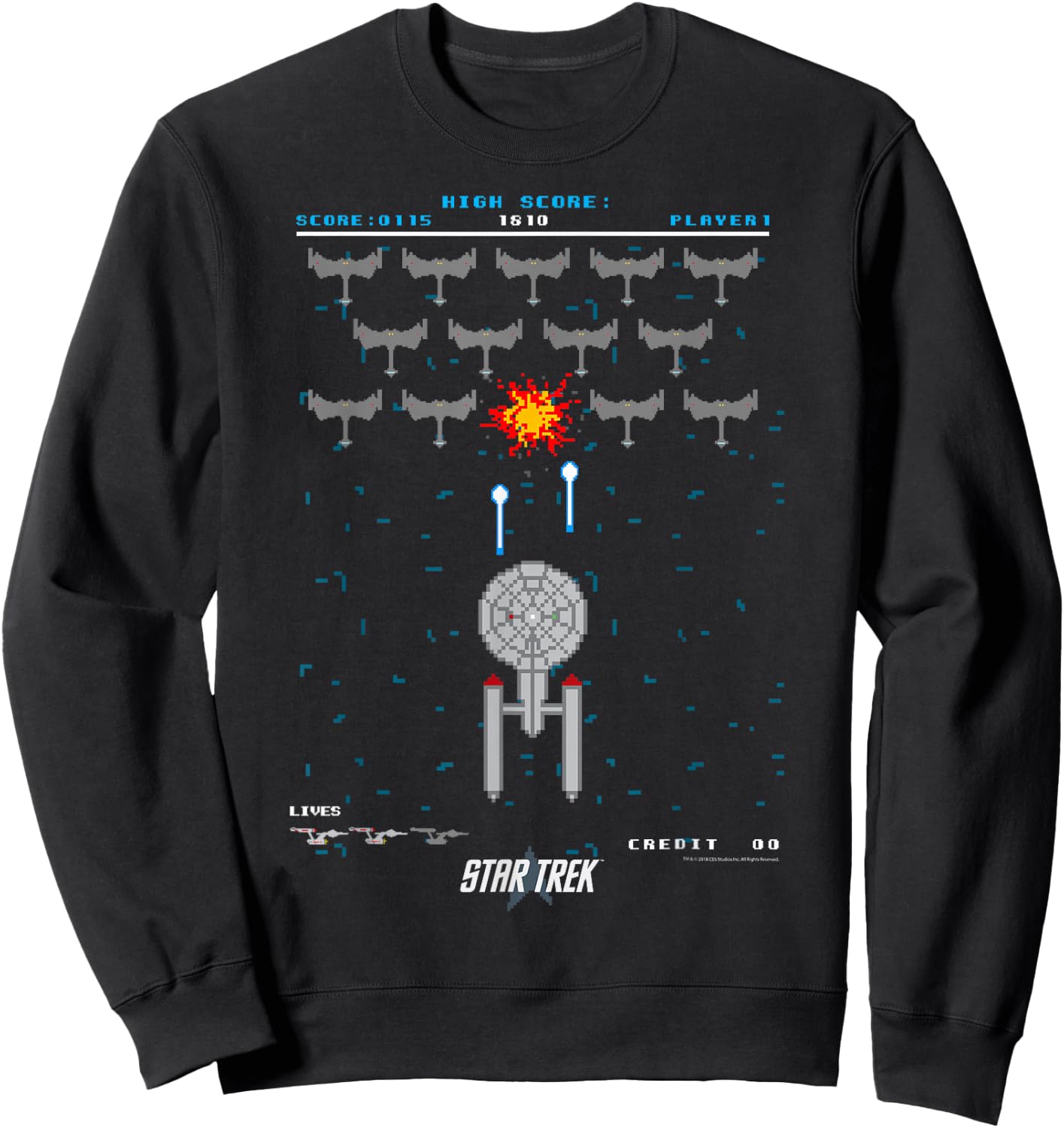Star Trek: The Original Series Pixel Space Battle Sweatshirt - Sweatshirt | Black