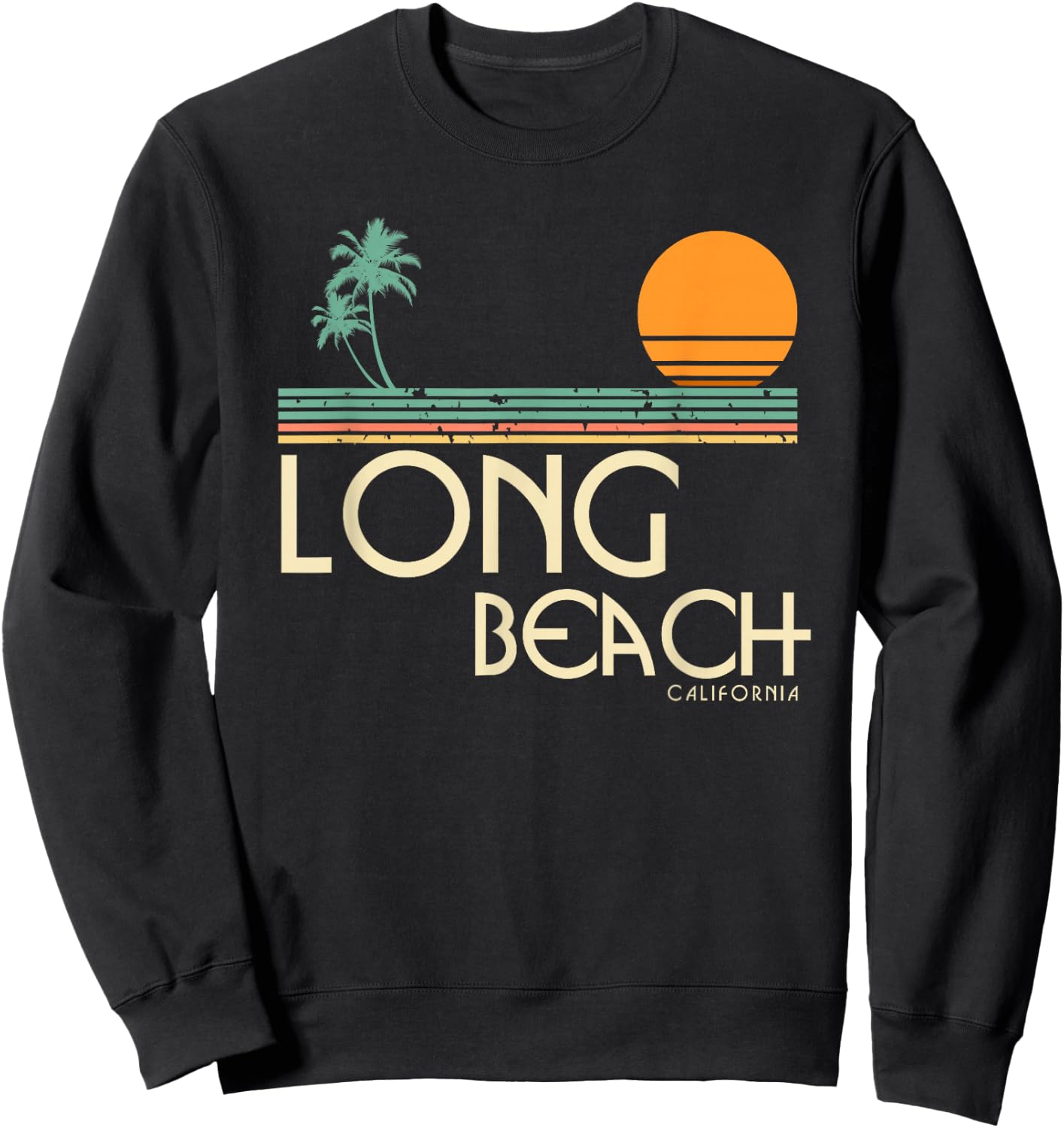Vintage Long Beach California Sweatshirt - Sweatshirt | Black