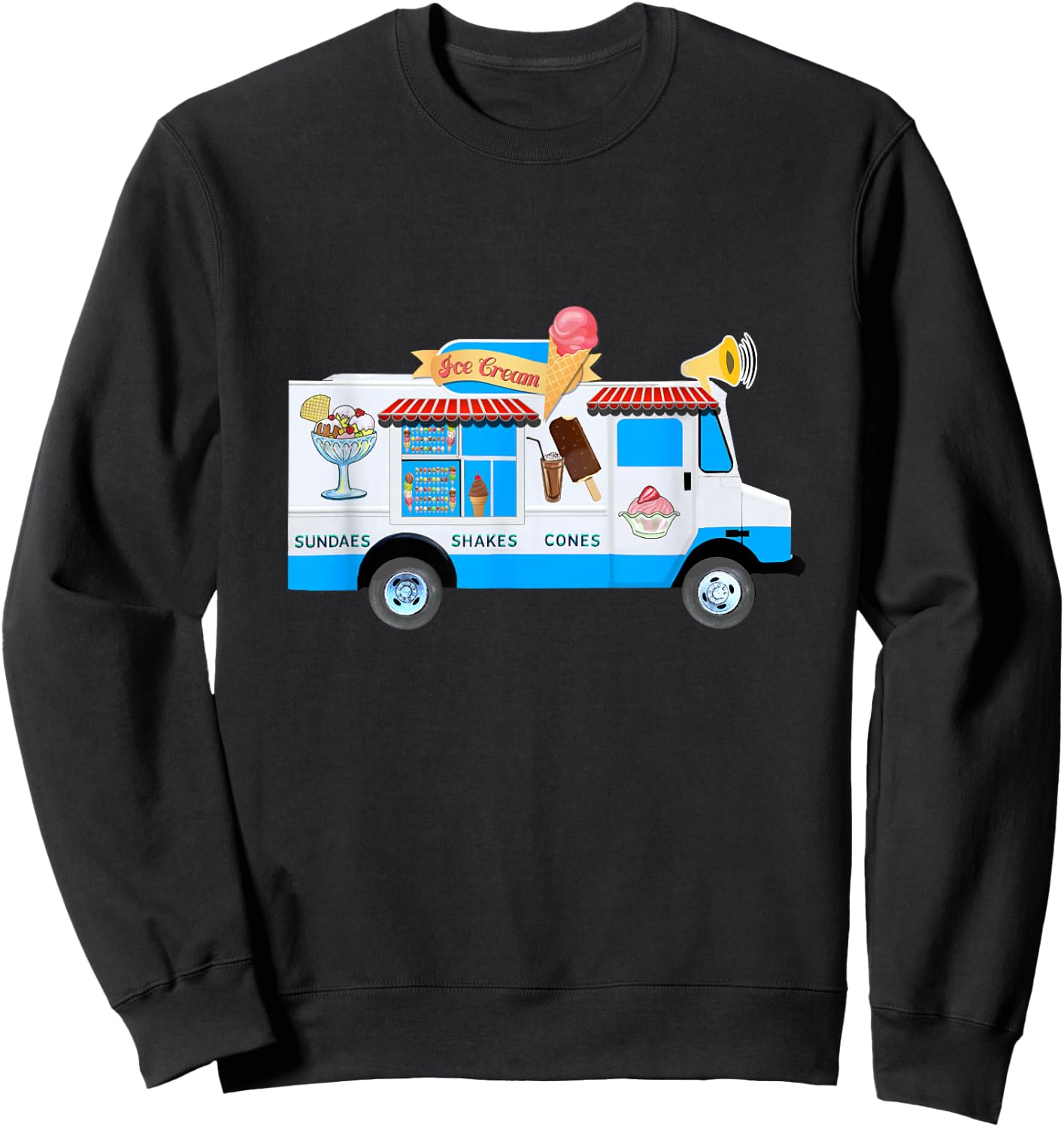 Ice Cream Truck Nostalgic Sweatshirt - Sweatshirt | Black
