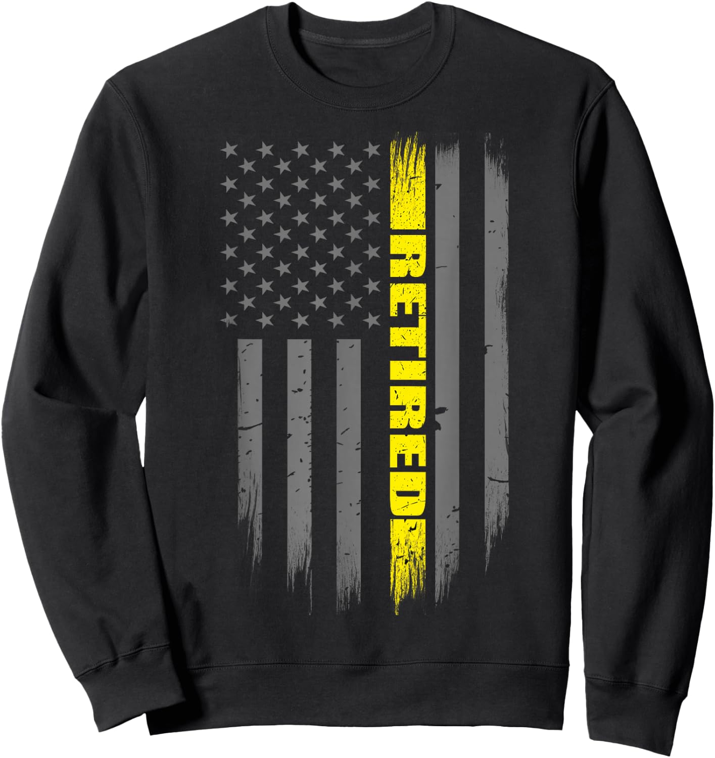 Retired 911 Dispatcher Gift - Thin Gold Line Flag Sweatshirt - Sweatshirt | Black