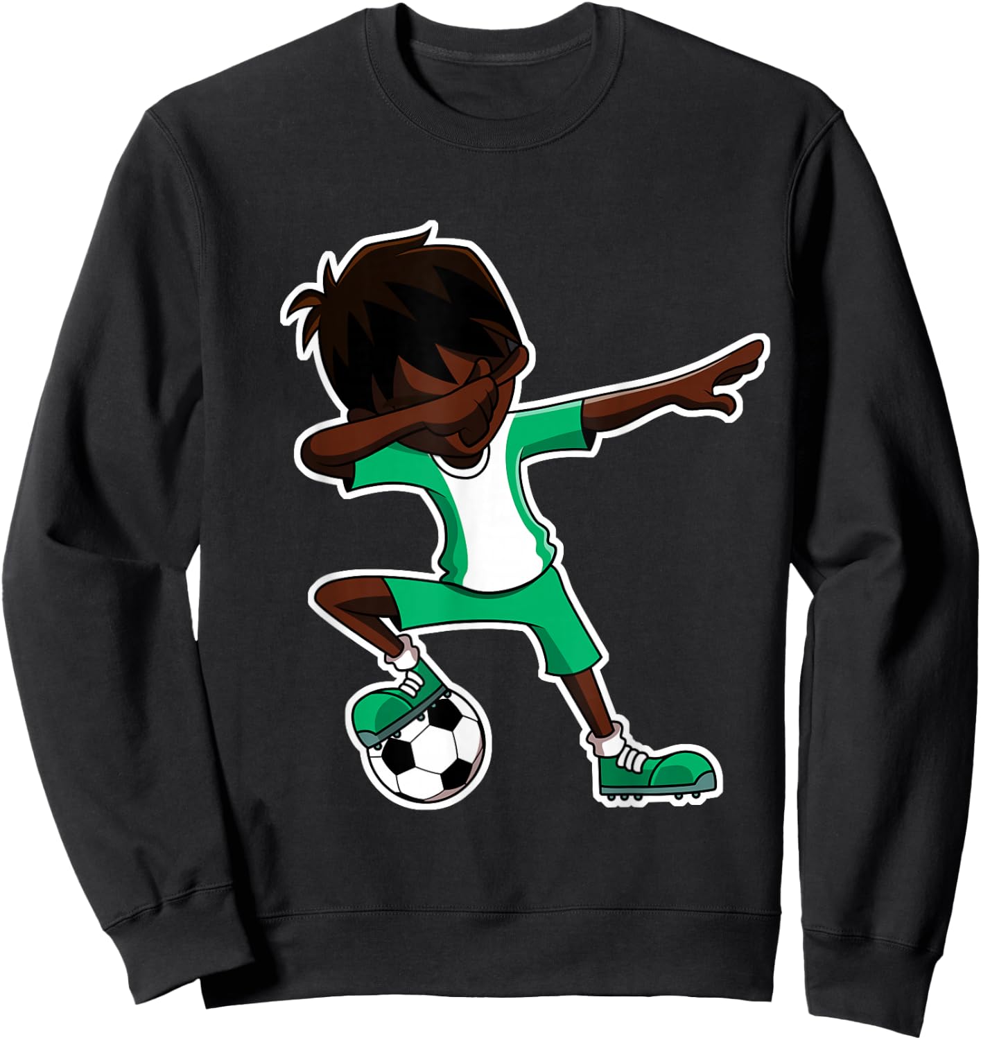 Dabbing Soccer Boy Nigeria Shirt, Nigerian Flag Jersey, Dab Sweatshirt - Sweatshirt | Black
