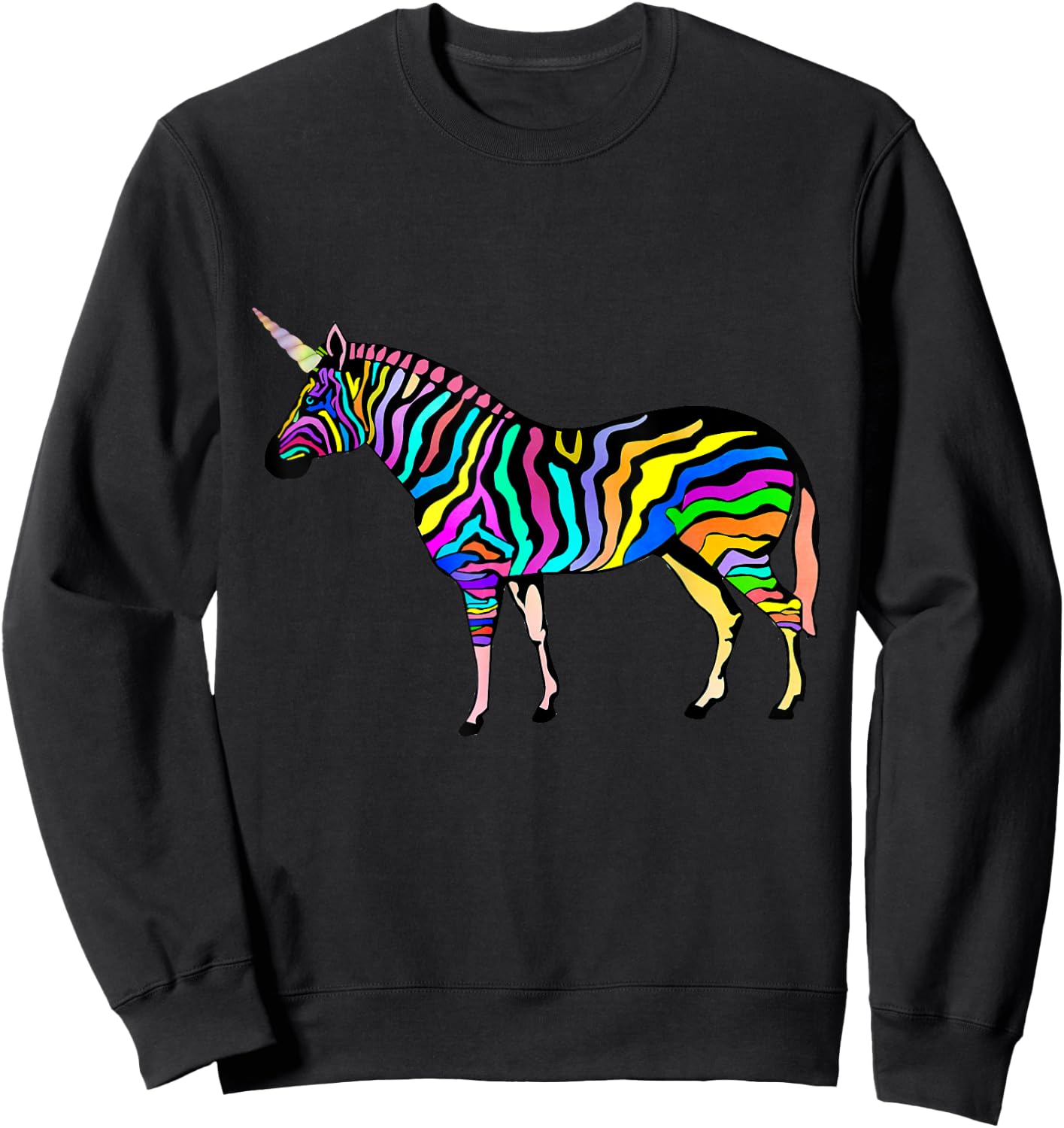 Funny Rainbow Zebra Unicorn T Shirt | Zebracorn Youth Sweatshirt - Sweatshirt | Black