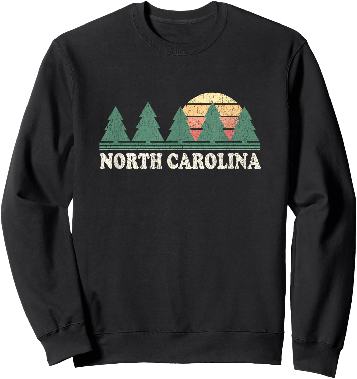 North Carolina NC Vintage 70s Retro Sweatshirt - Sweatshirt | Black