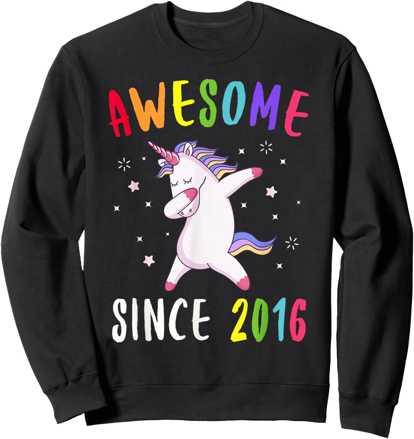 Awesome Since 2016 Dabbing Unicorn Sweatshirt - Sweatshirt | Black