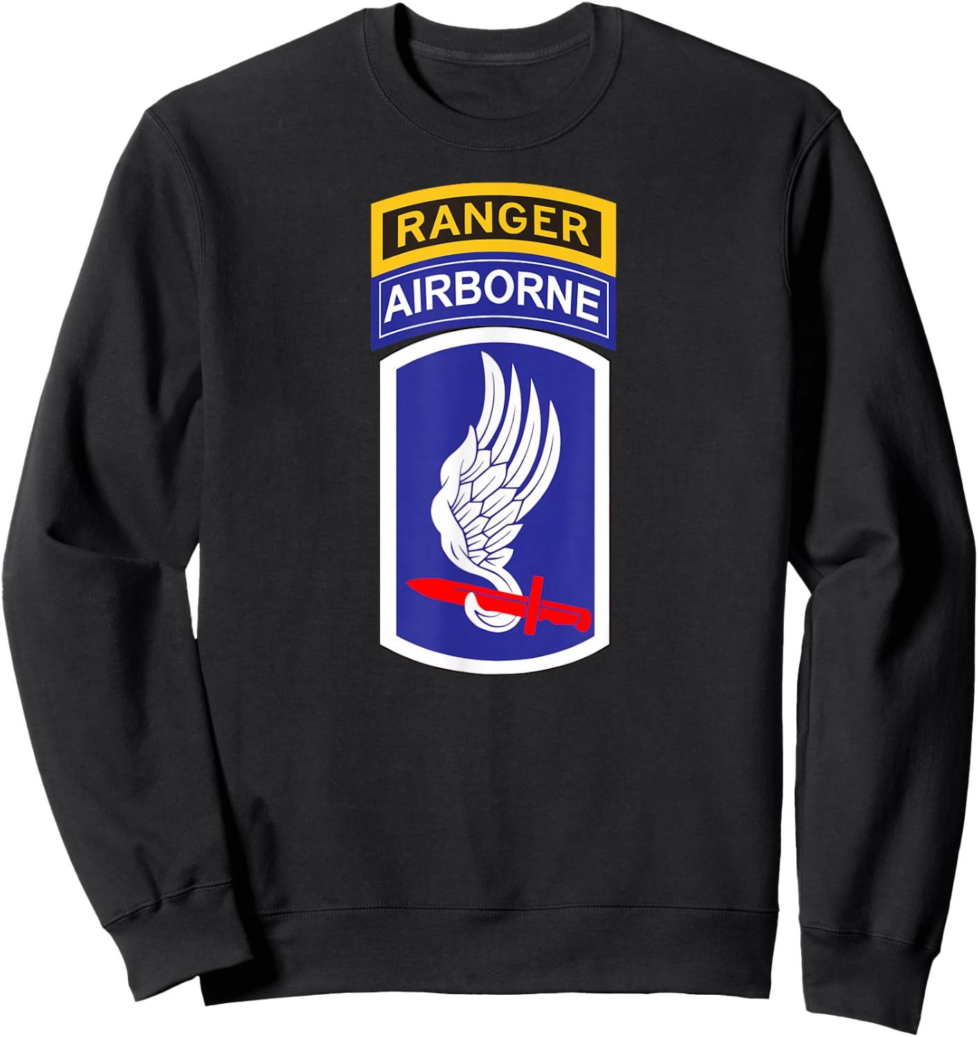 173rd Airborne Division Patch with Ranger Tab - Center Sweatshirt - Sweatshirt | Black