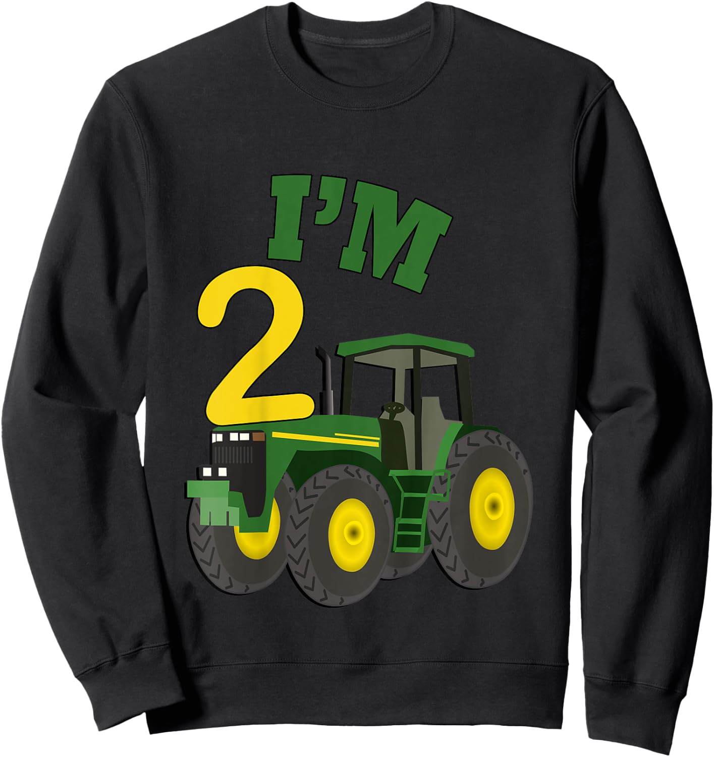 Birthday 2 Yr Old Farming Tractors Truck Birthday Gift Sweatshirt - Sweatshirt | Black