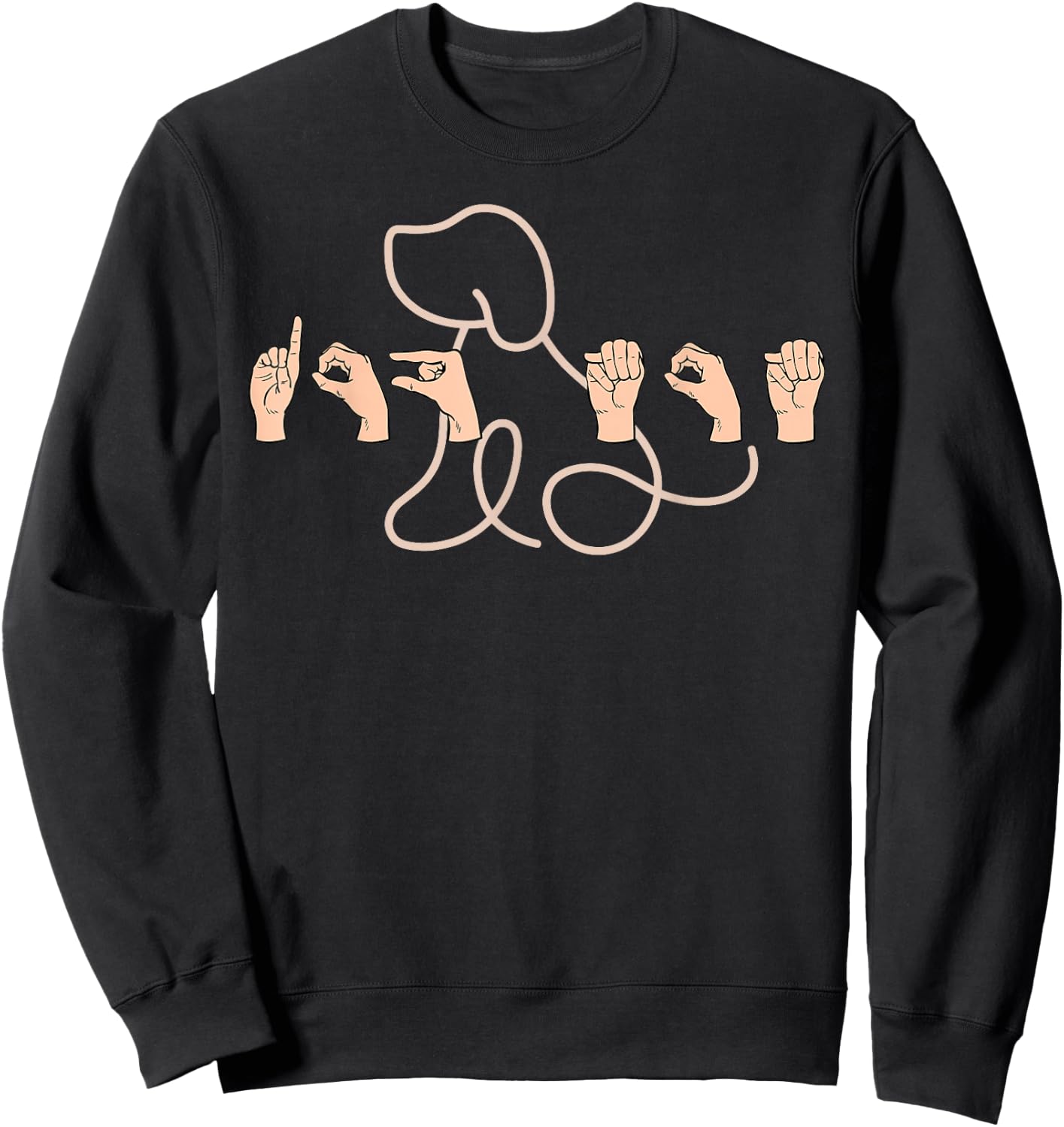 ASL Dog Mom American Sign Language Deaf ASL Teacher Sweatshirt - Sweatshirt | Black