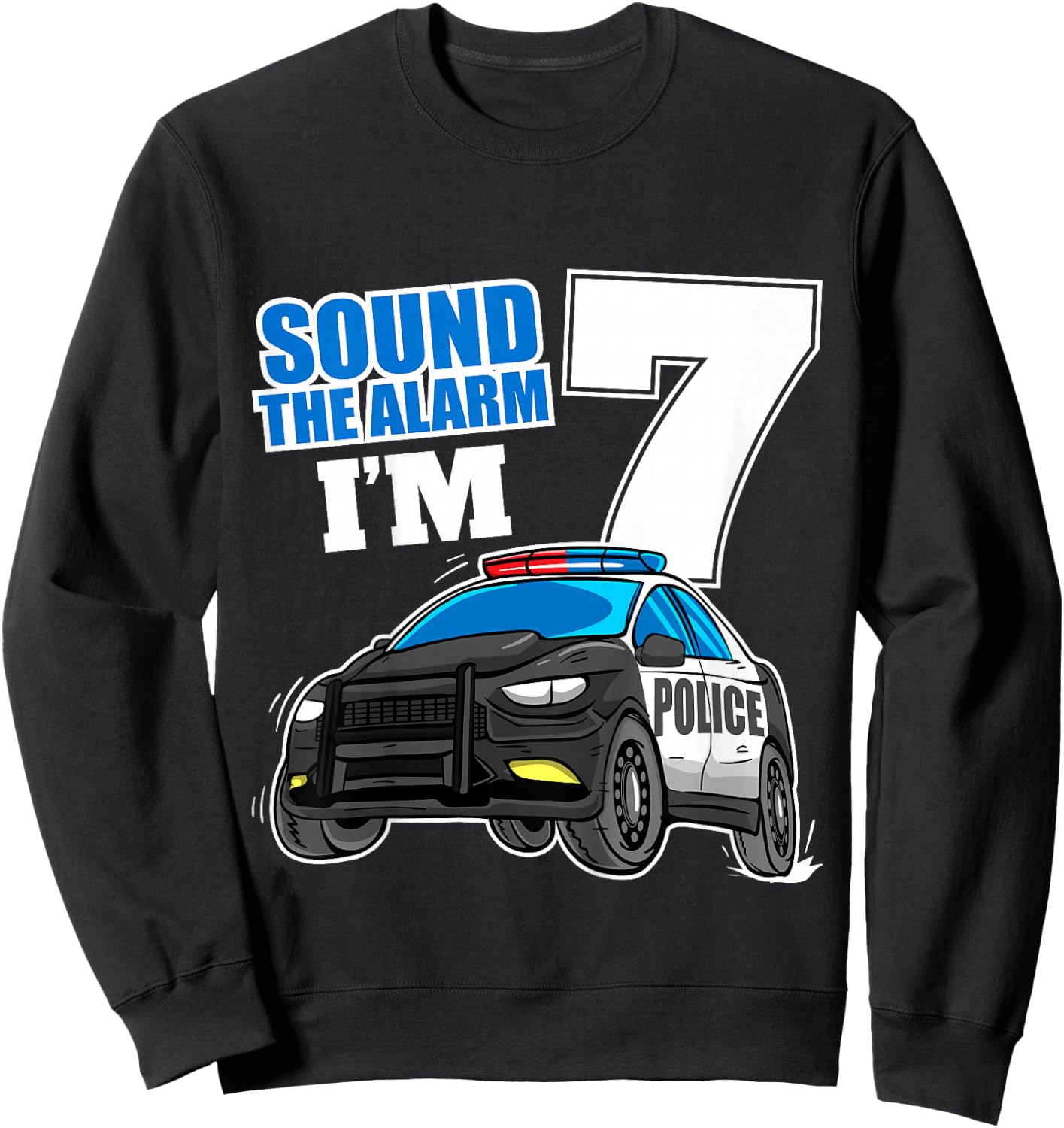 Kids Police Car 7th Birthday Boy 7 Cop Policeman Officer Seven Sweatshirt - Sweatshirt | Black