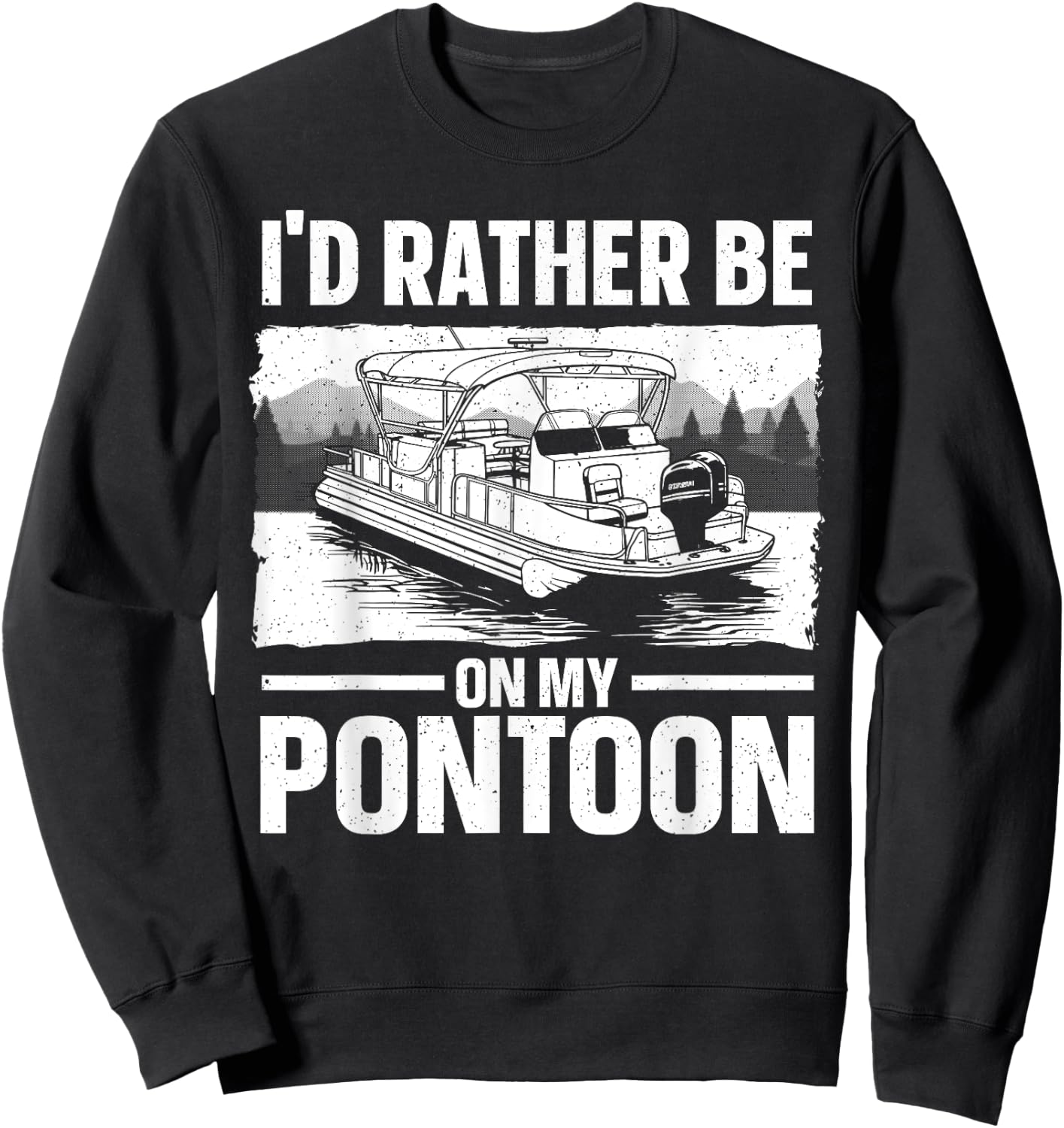 Pontoon Boat Art Women Lake Pontoon Boat Captain Sweatshirt - Sweatshirt | Black