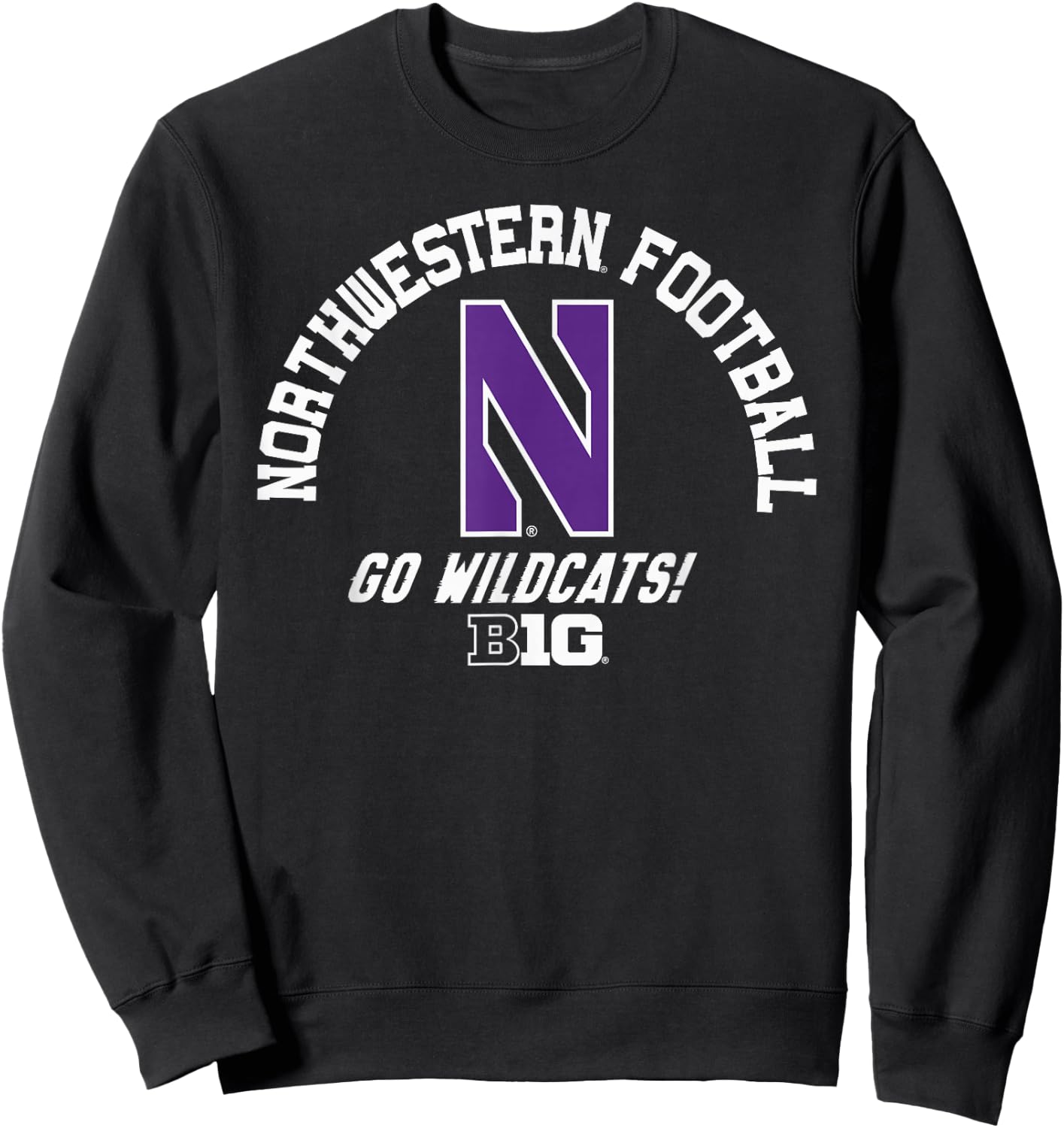 Northwestern Wildcats Big 10 Football Logo Sweatshirt - Sweatshirt | Black