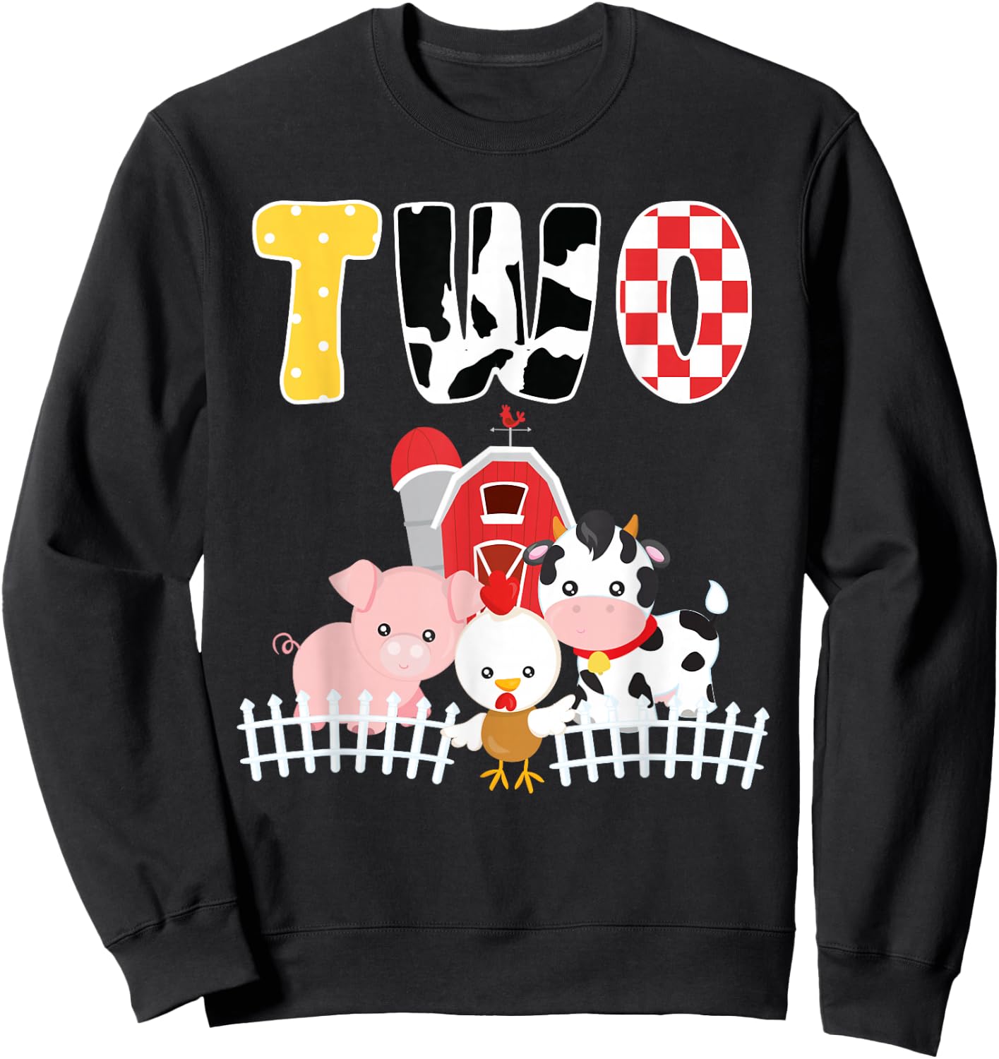 Barnyard Farm Animals 2nd Birthday 2 Year Old Birthday Shirt Sweatshirt - Sweatshirt | Black