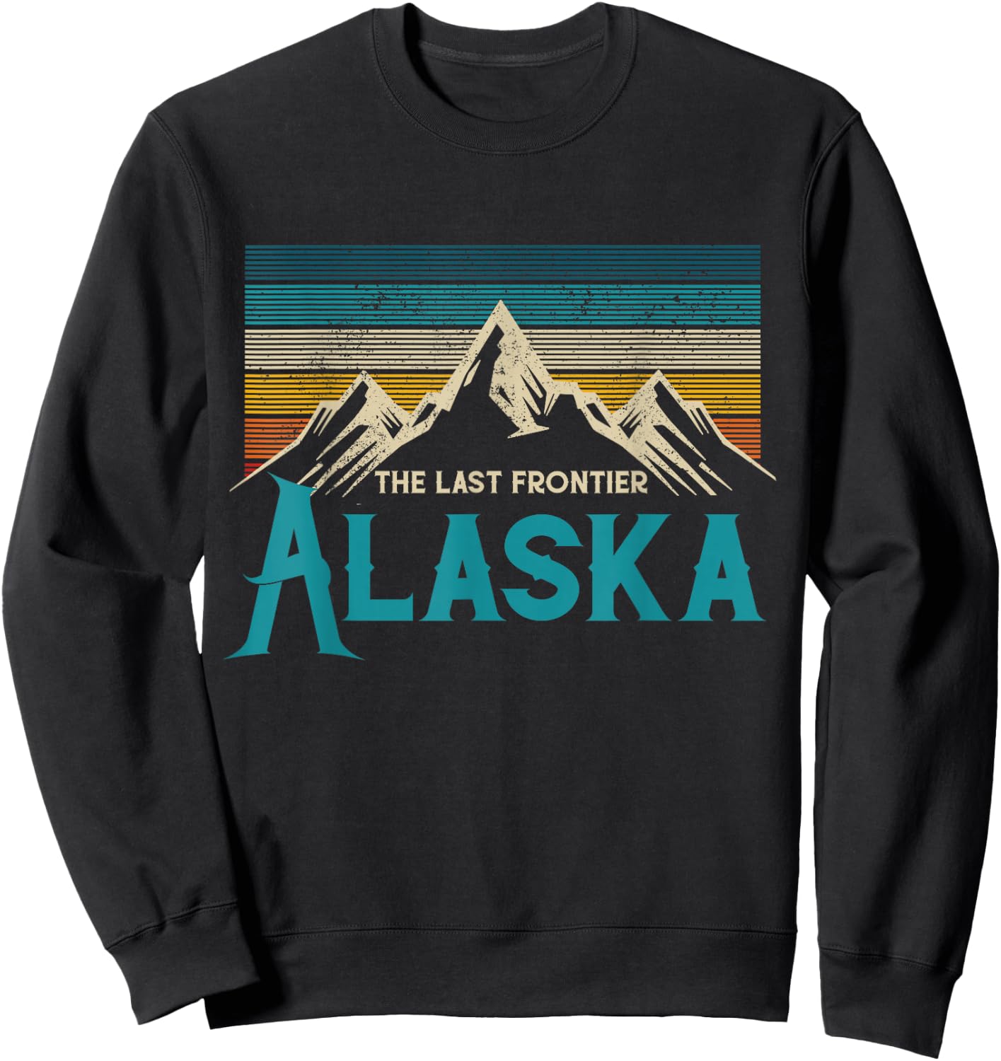 Alaska The Last Frontier Vintage Mountains Nature Gift Sweatshirt - Sweatshirt | Black