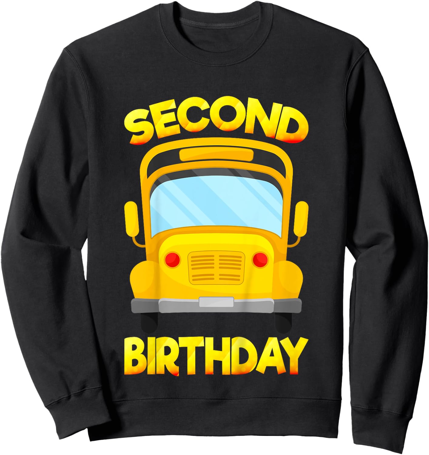 Kids 2 Years Old Kids 2nd Birthday Second School Bus Birthday Sweatshirt - Sweatshirt | Black
