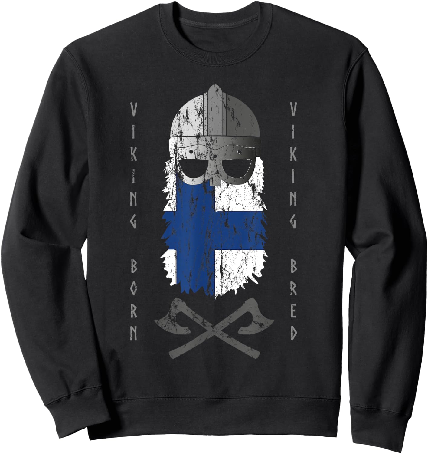 Finland Viking Finnish Warrior with Helmet and Axes Sweatshirt - Sweatshirt | Black