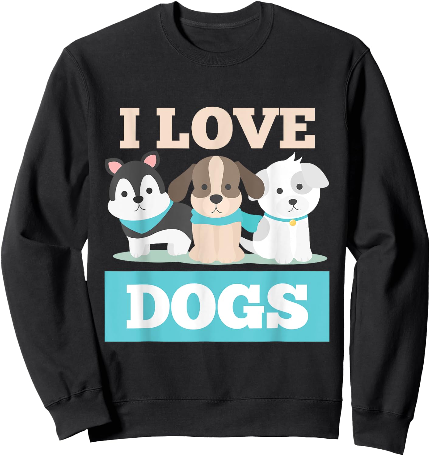 I Love Dogs Paw Print Heart Pet Lover Novelty Sweatshirt - Sweatshirt | Black