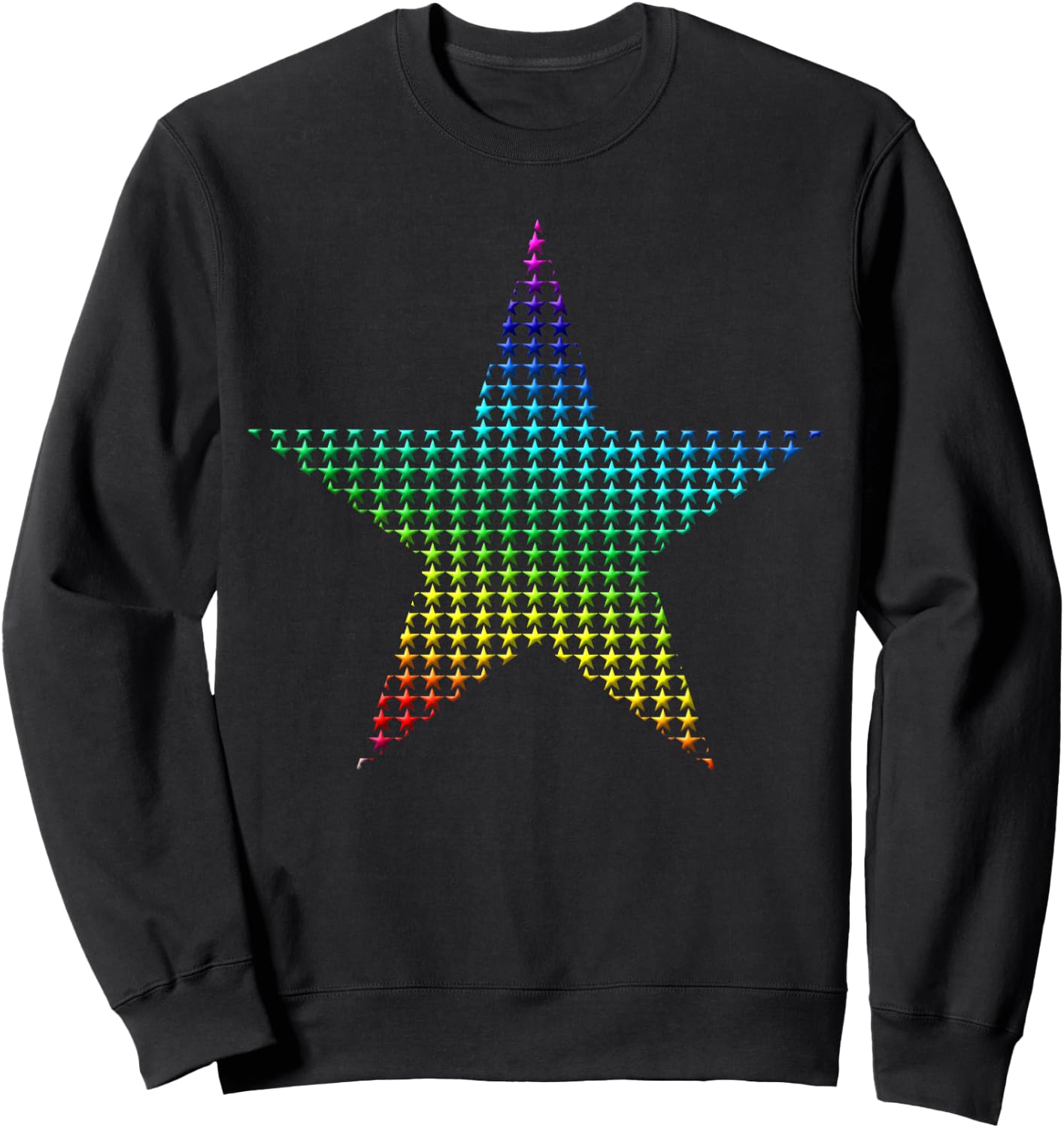 Multicoloured stars in the star rainbow graphic Sweatshirt - Sweatshirt | Black