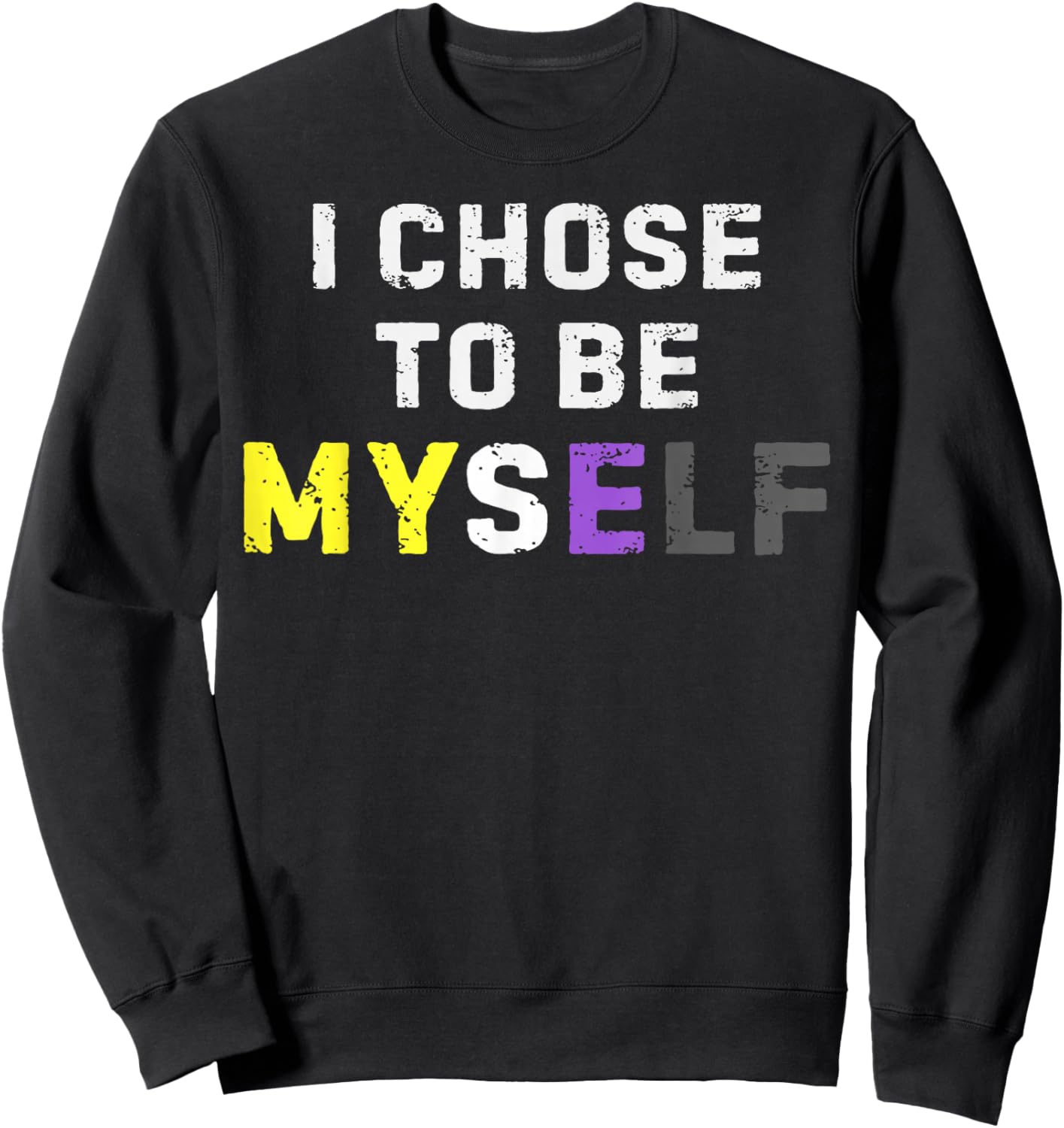 Nonbinary Pride Colors Myself LGBTQ Enby Identity Power Sweatshirt - Sweatshirt | Black