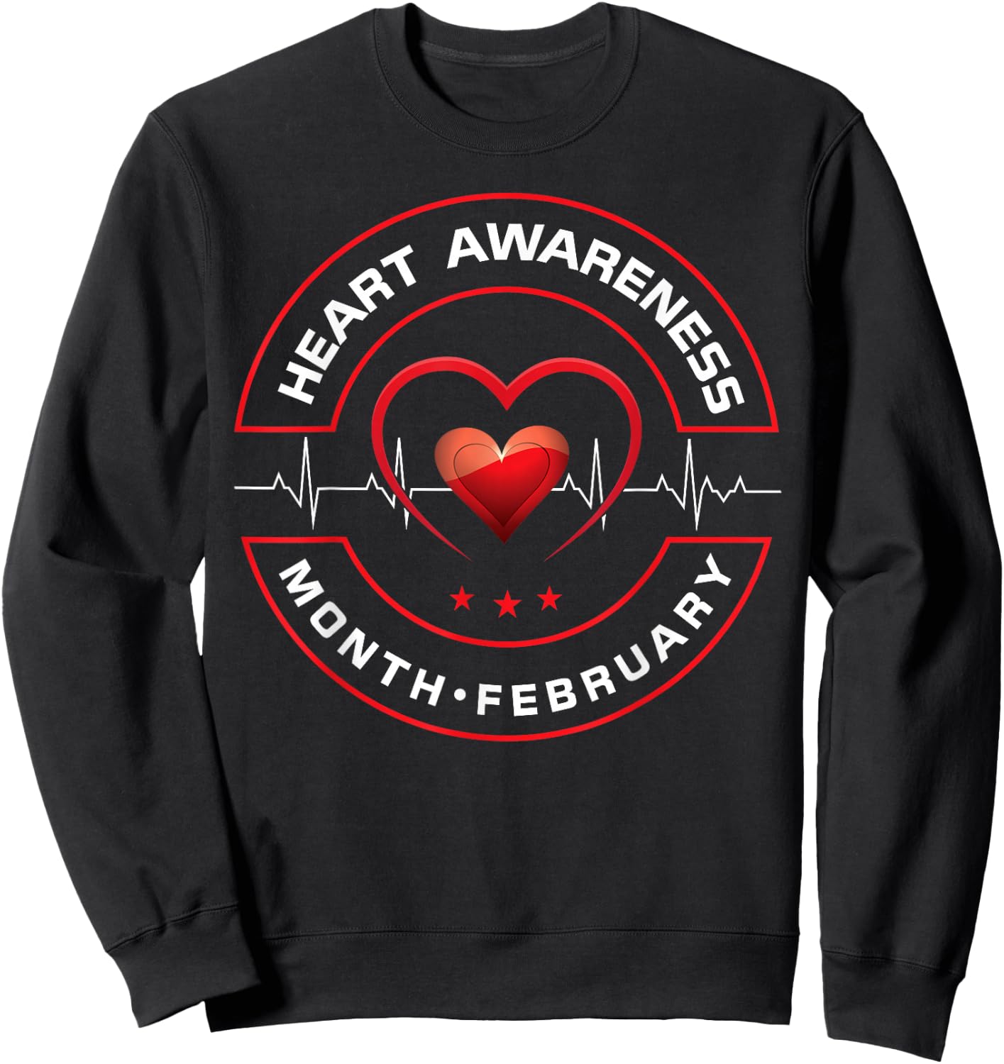 Heart Health Month February American Heart Health Sweatshirt - Sweatshirt | Black